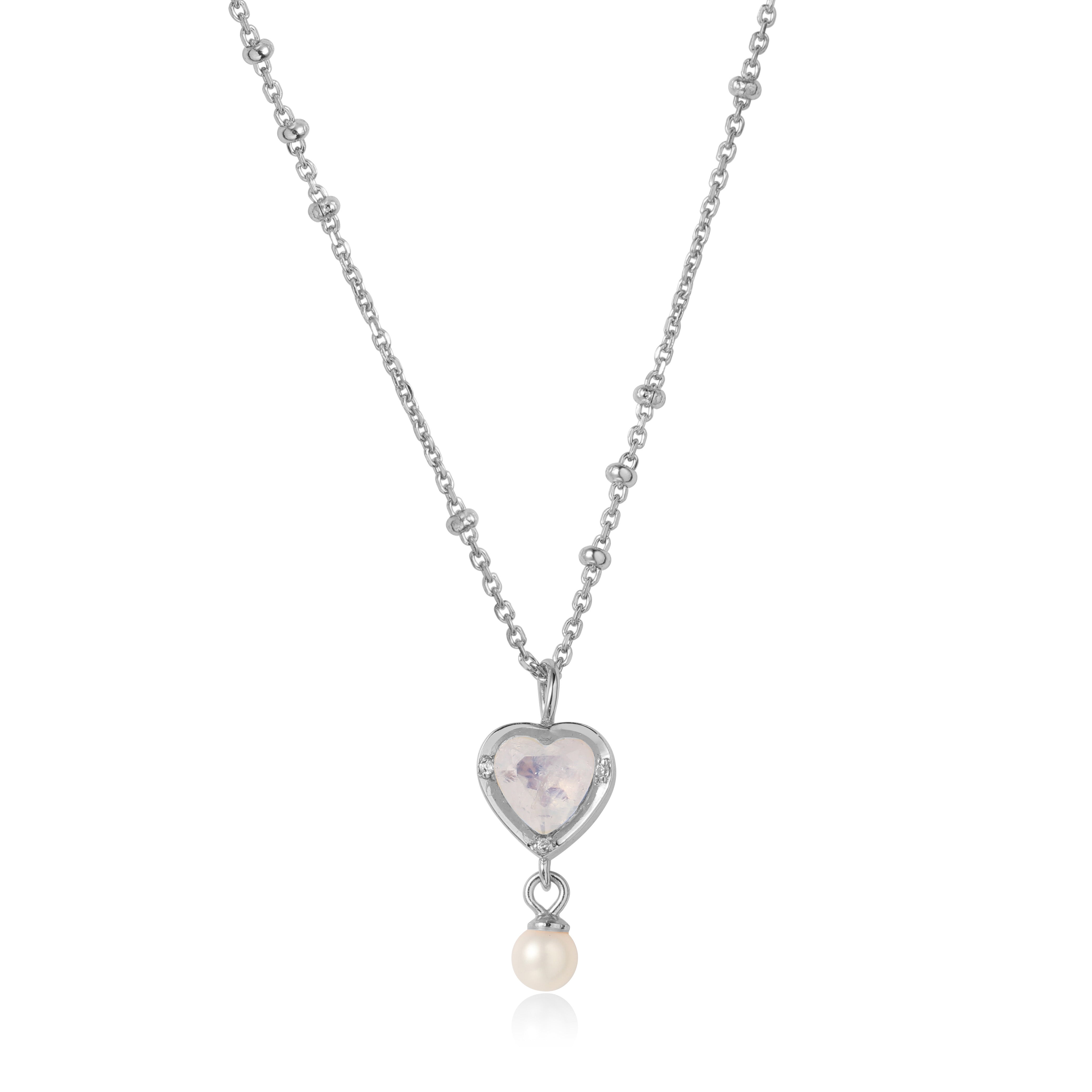 LOVER'S SNOWFALL SILVER NECKLACE - MOONSTONE