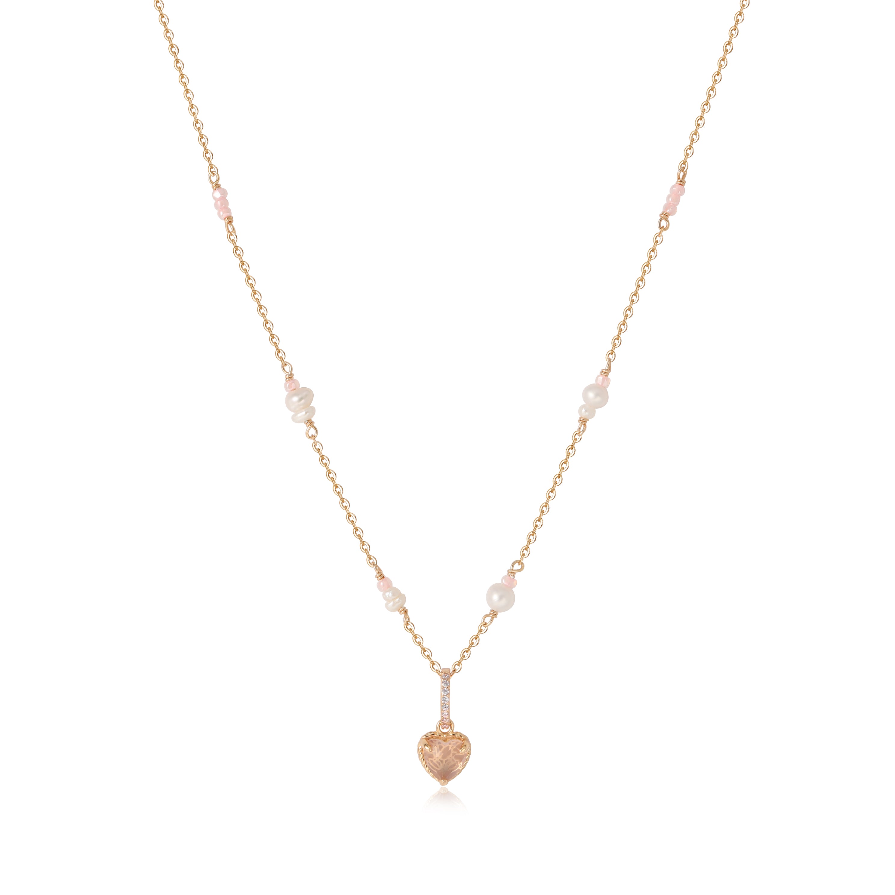 HEARTBEAT BUBBLE NECKLACE - ROSE QUARTZ