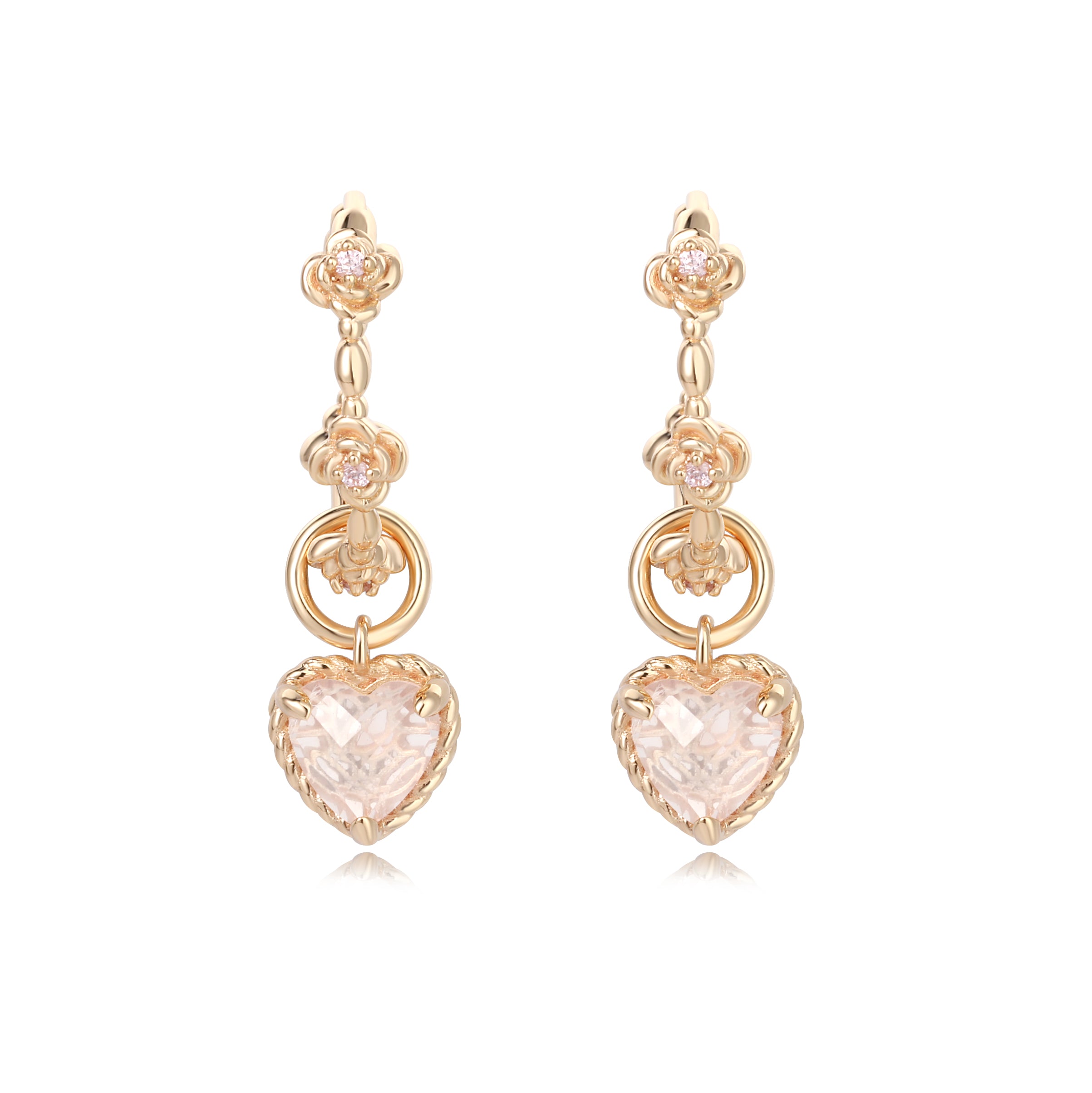 HEARTBEAT PINK ROSE EAR HOOP - ROSE QUARTZ