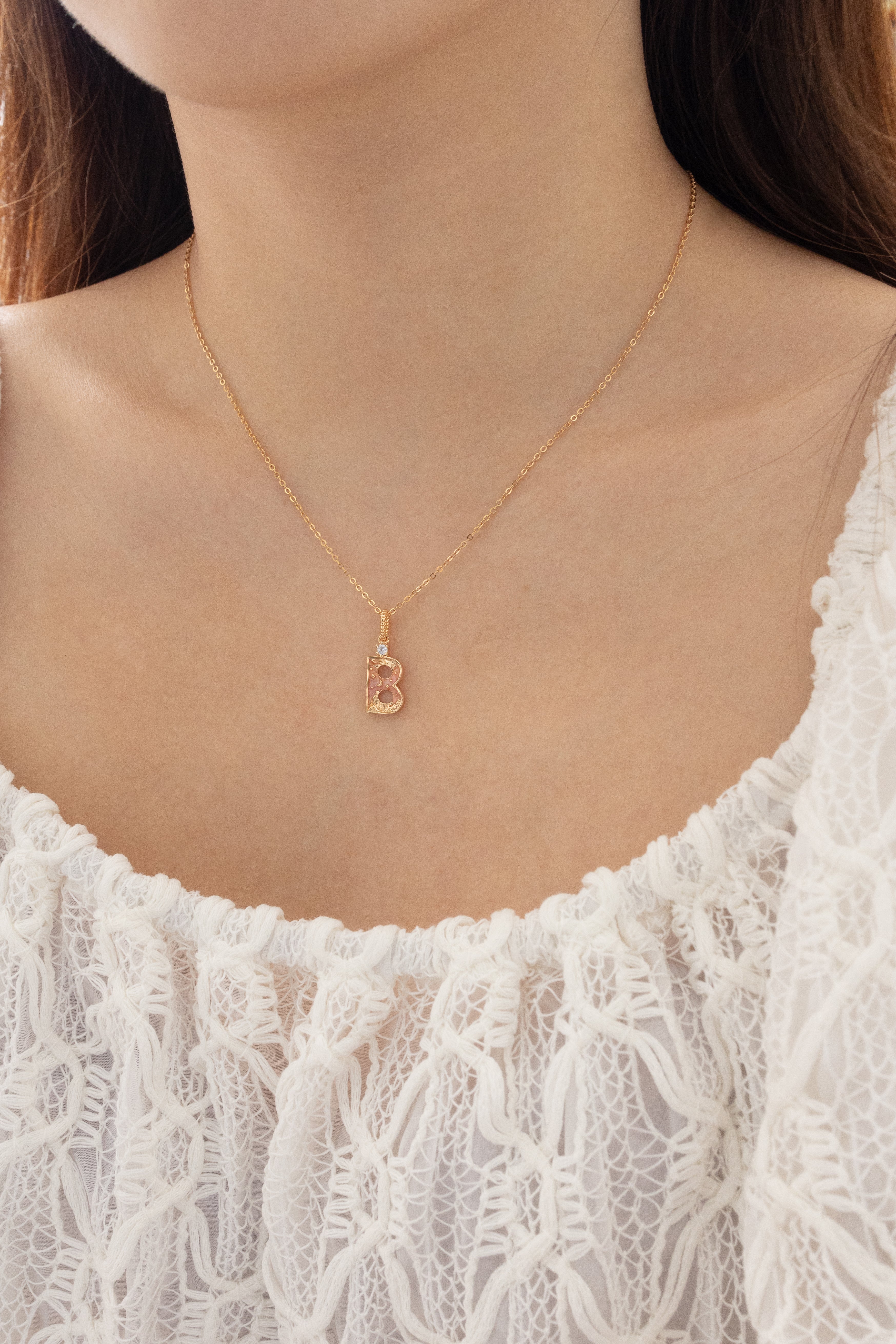 LETTER B NECKLACE - SUNSET - ALPHABET COLLECTION