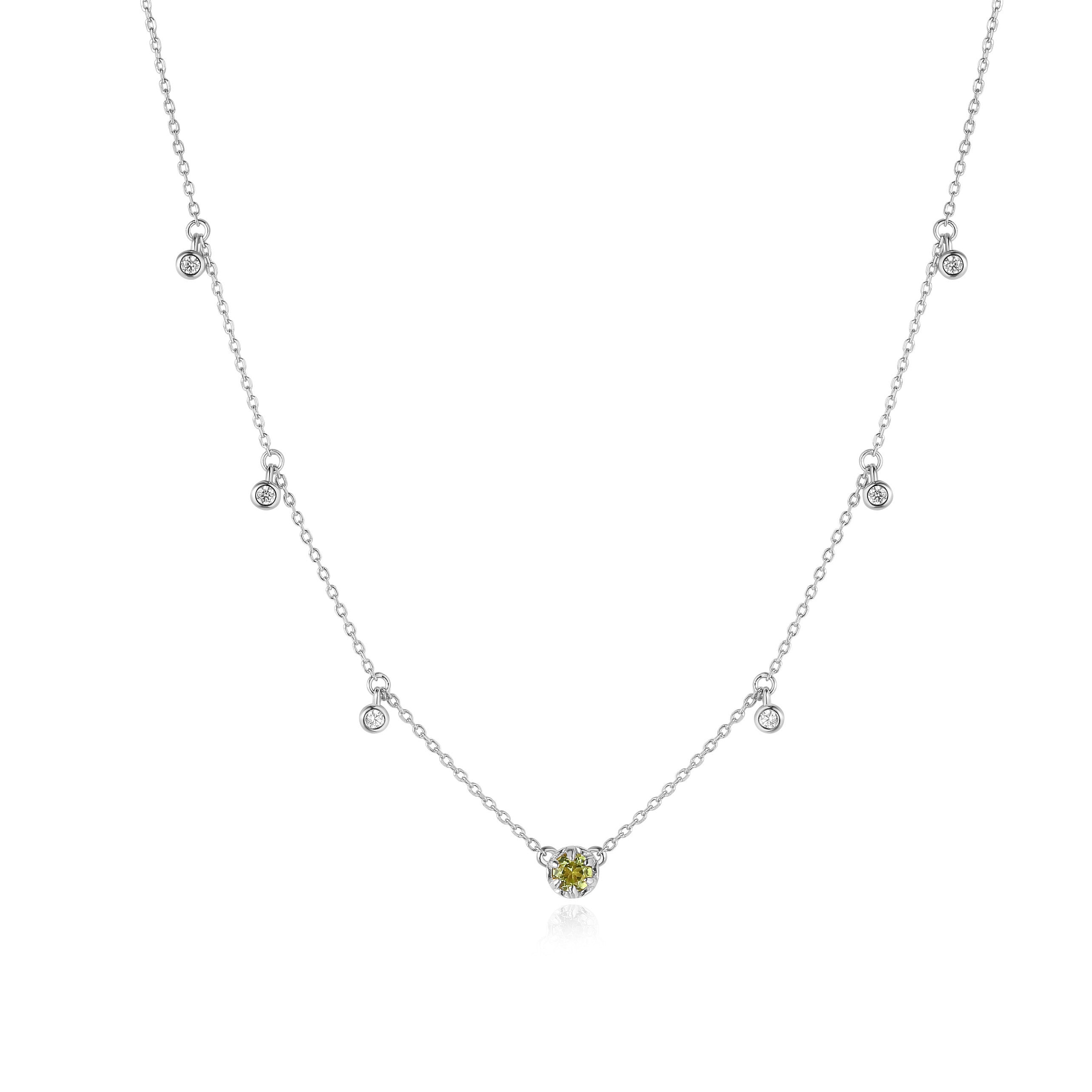 (AUG)PERODOT SILVER NECKLACE - BIRTHSTONE COLLECTION