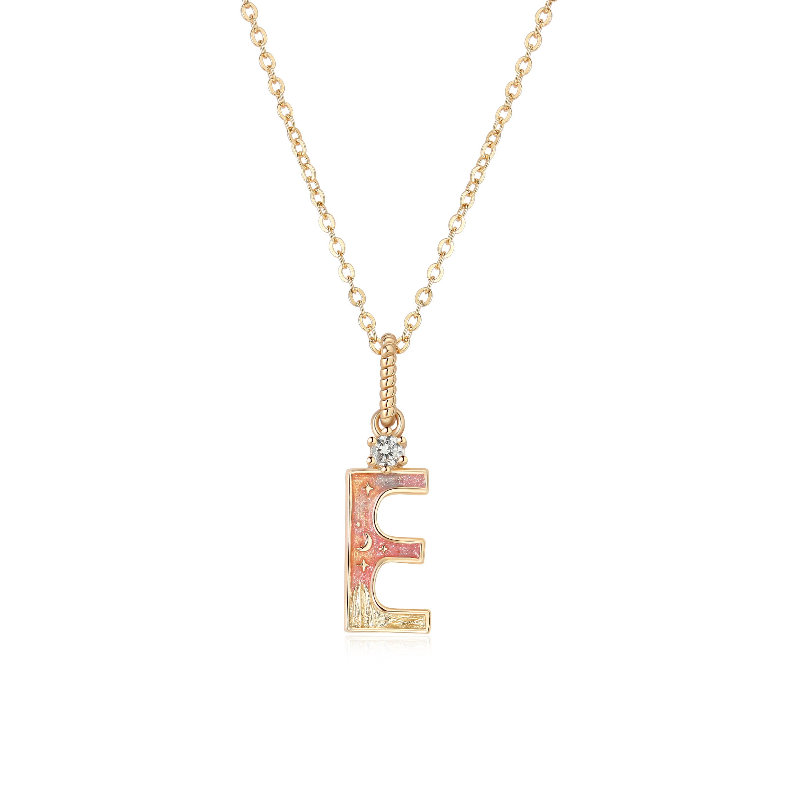 LETTER E NECKLACE - SUNSET - ALPHABET COLLECTION