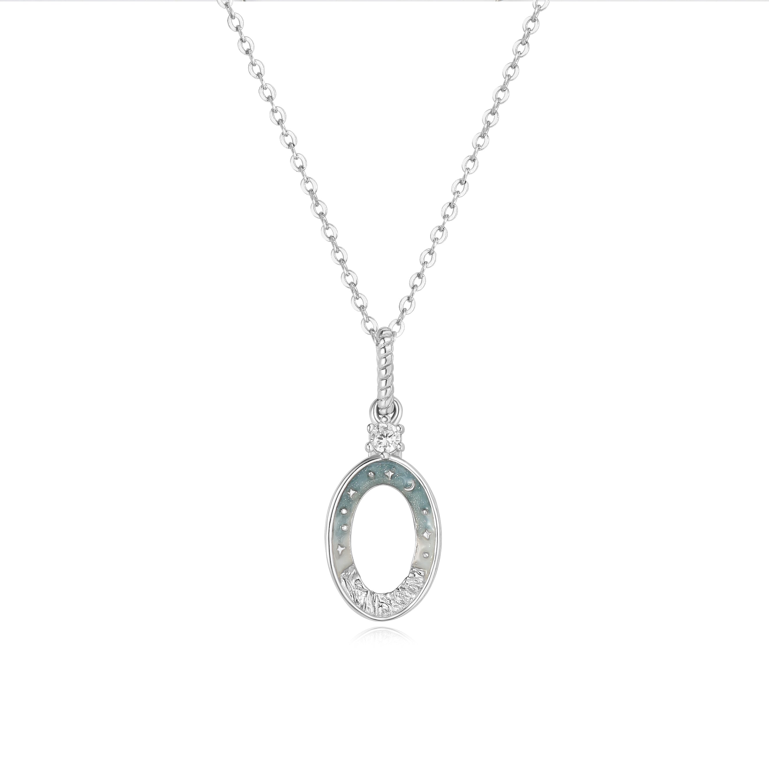 LETTER O SILVER NECKLACE - MIDNIGHT - ALPHABET COLLECTION