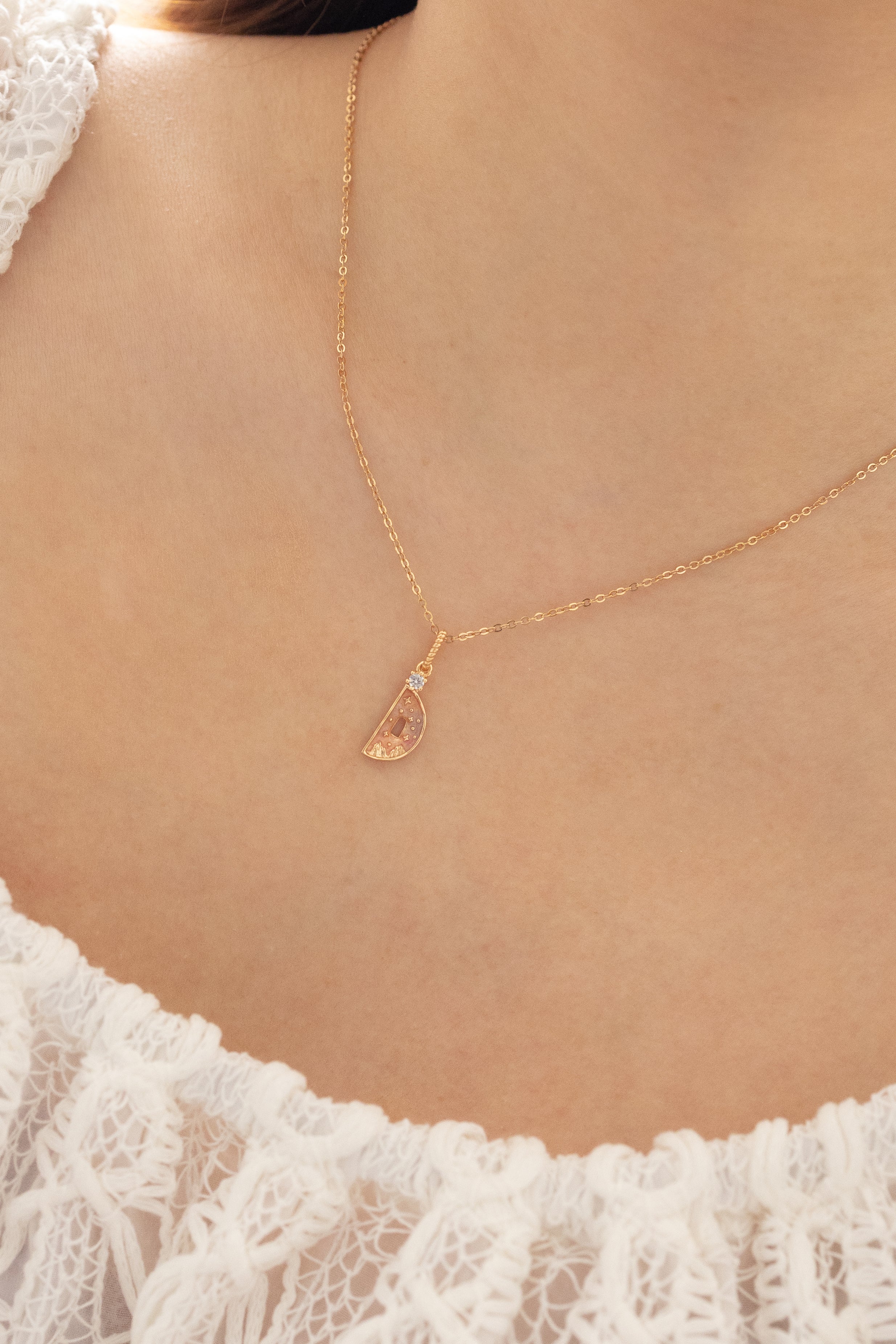 LETTER D NECKLACE - SUNSET - ALPHABET COLLECTION