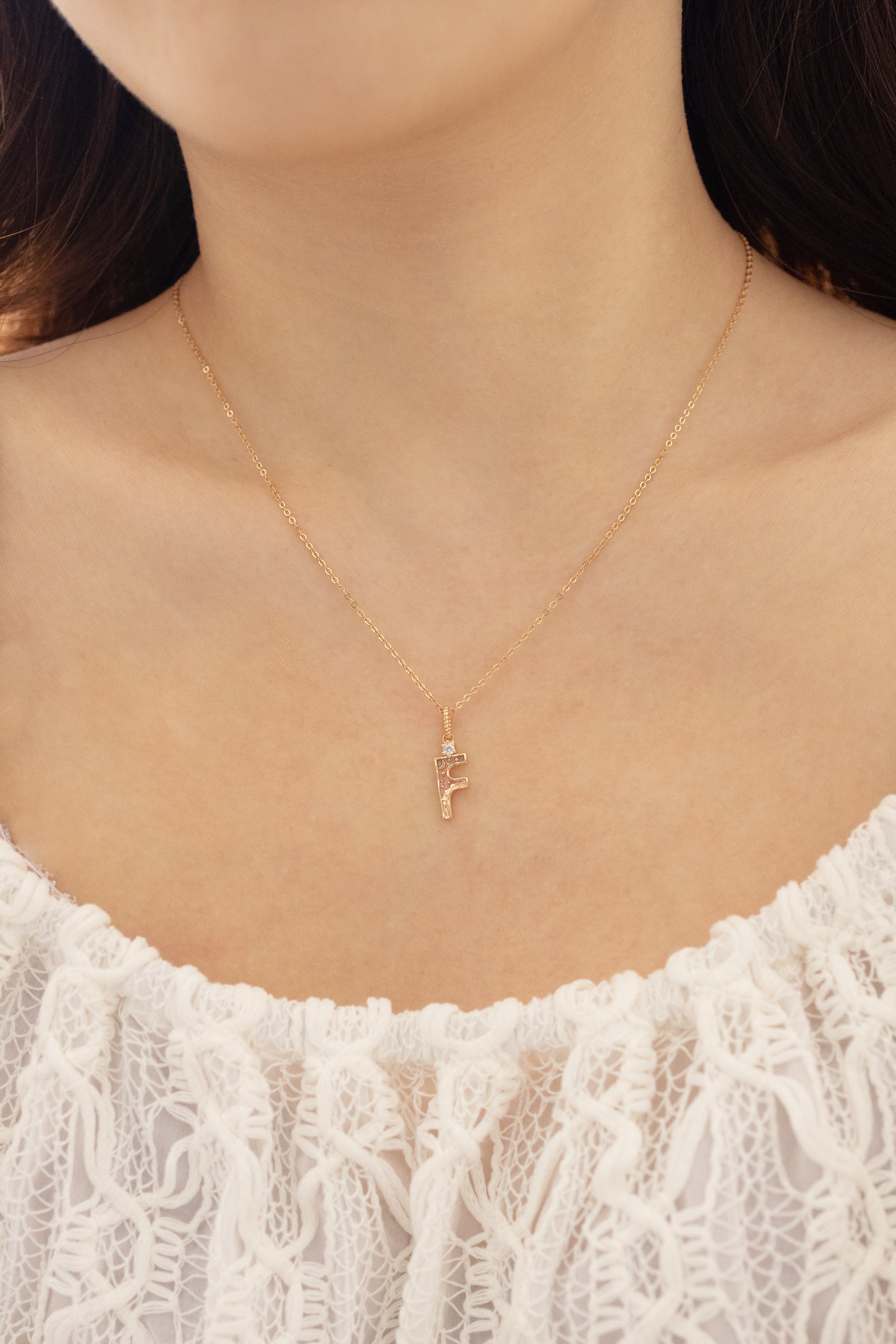 LETTER F NECKLACE - SUNSET - ALPHABET COLLECTION