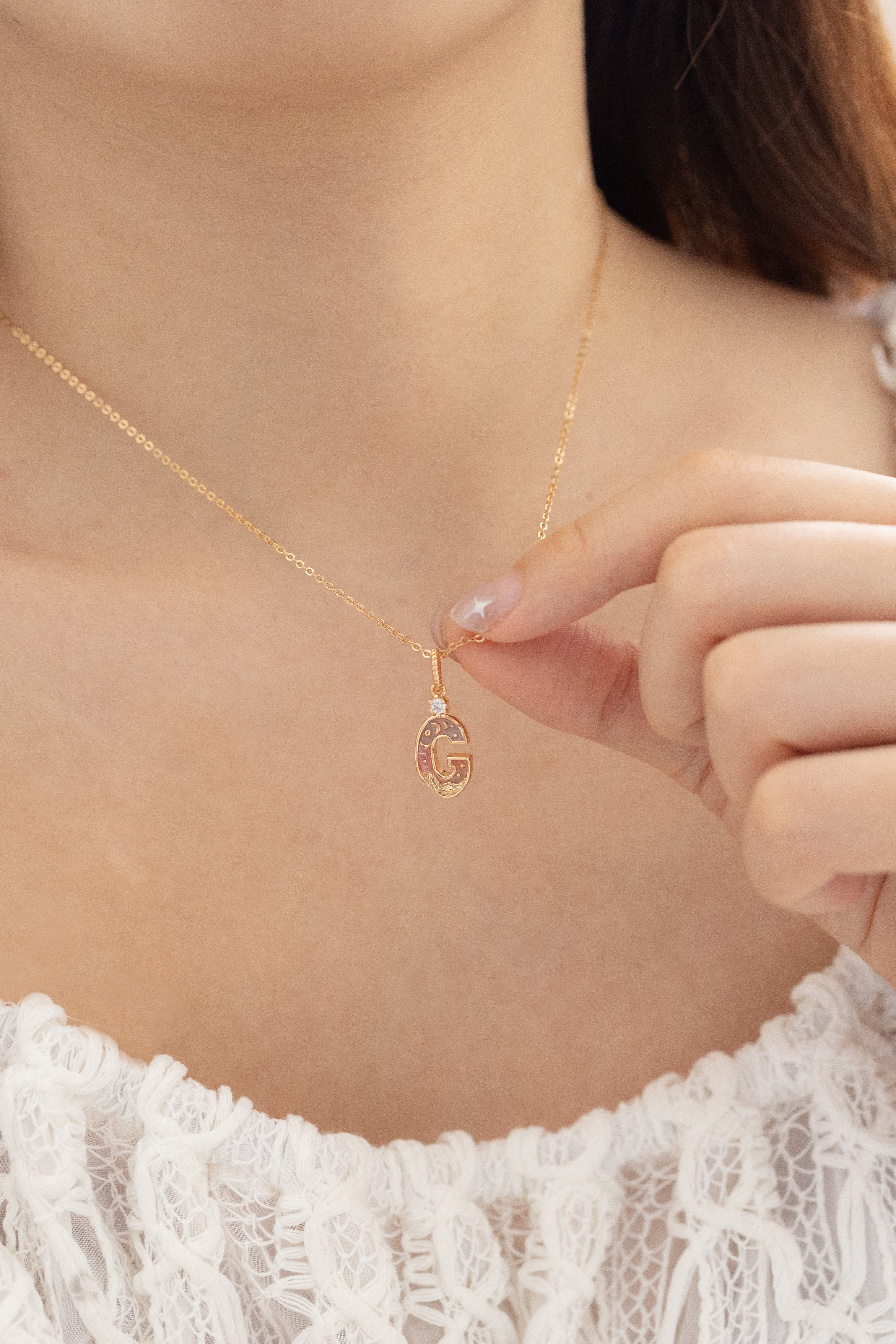 LETTER G NECKLACE - SUNSET - ALPHABET COLLECTION
