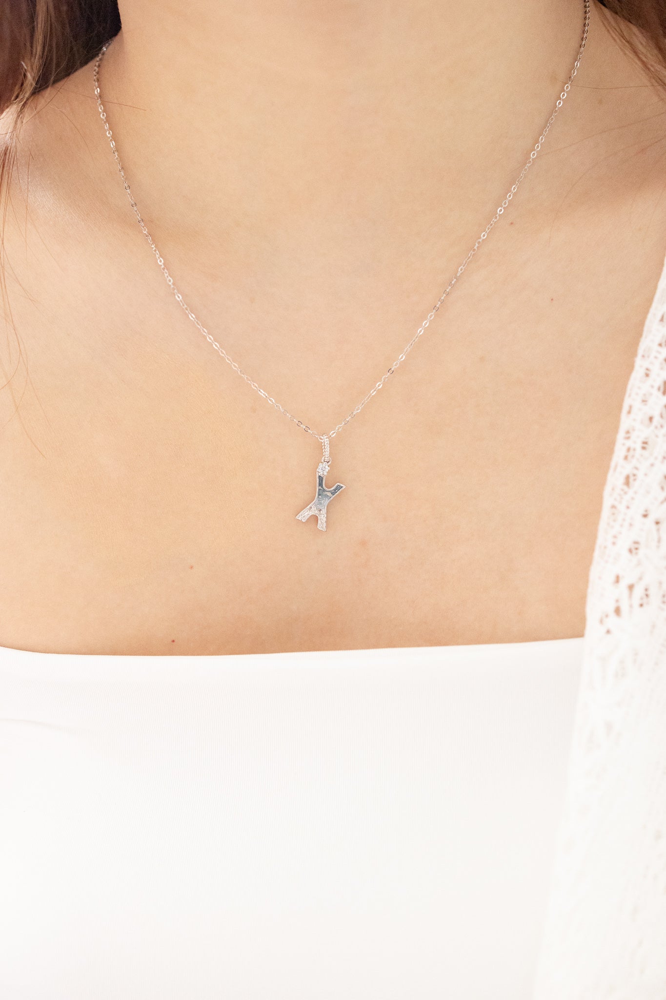 LETTER X SILVER NECKLACE - MIDNIGHT - ALPHABET COLLECTION