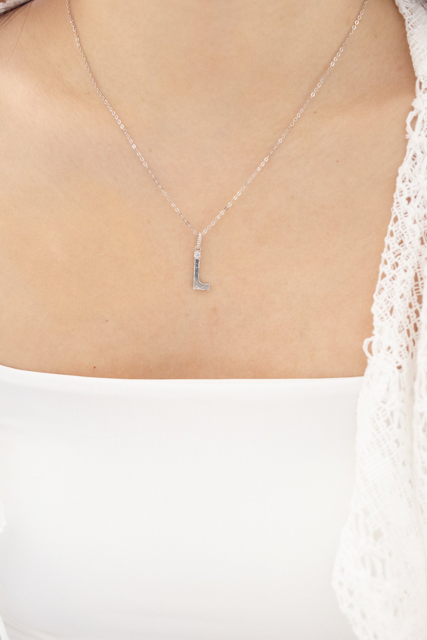 LETTER L SILVER NECKLACE - MIDNIGHT - ALPHABET COLLECTION
