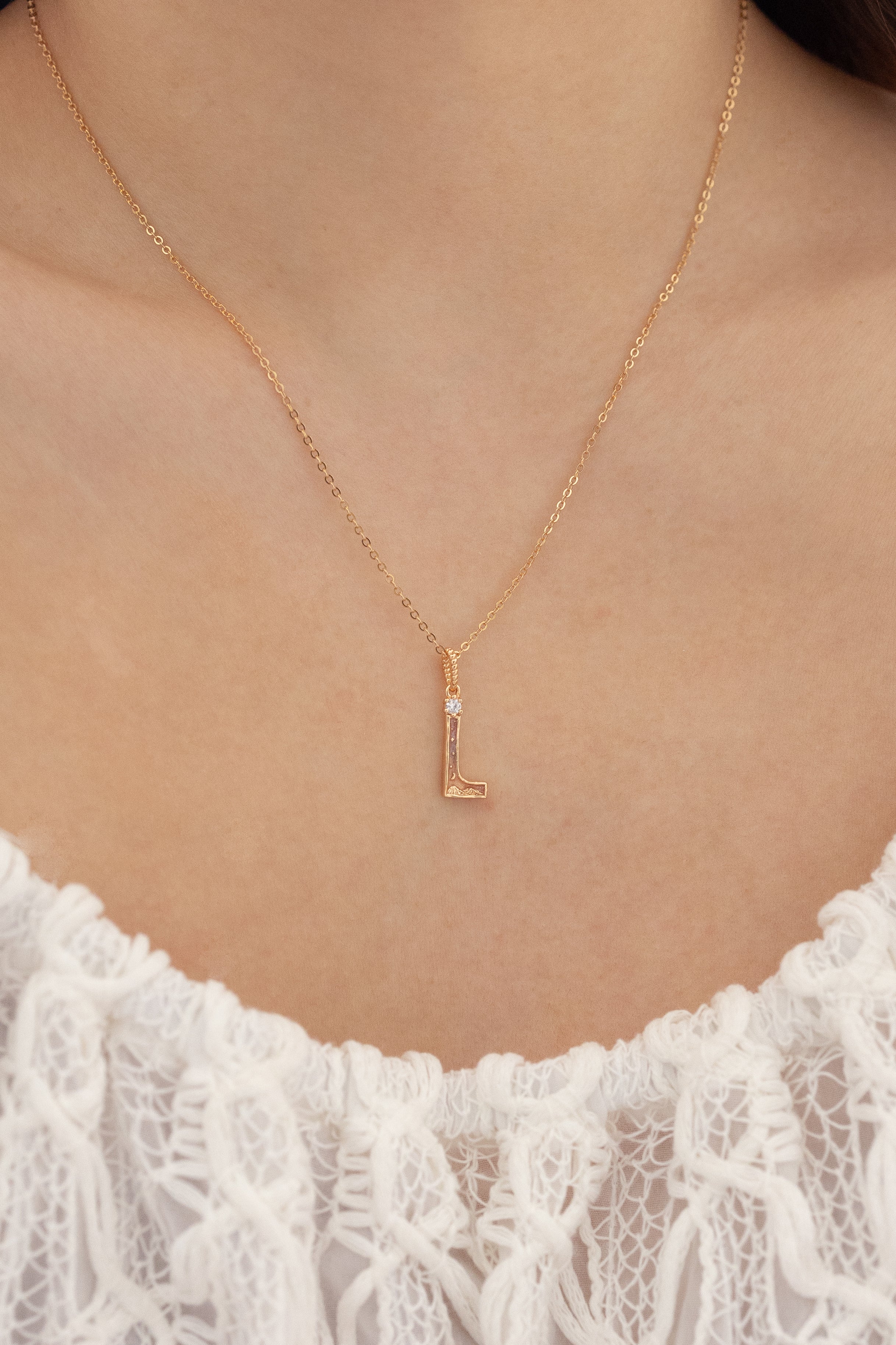 LETTER L NECKLACE - SUNSET - ALPHABET COLLECTION