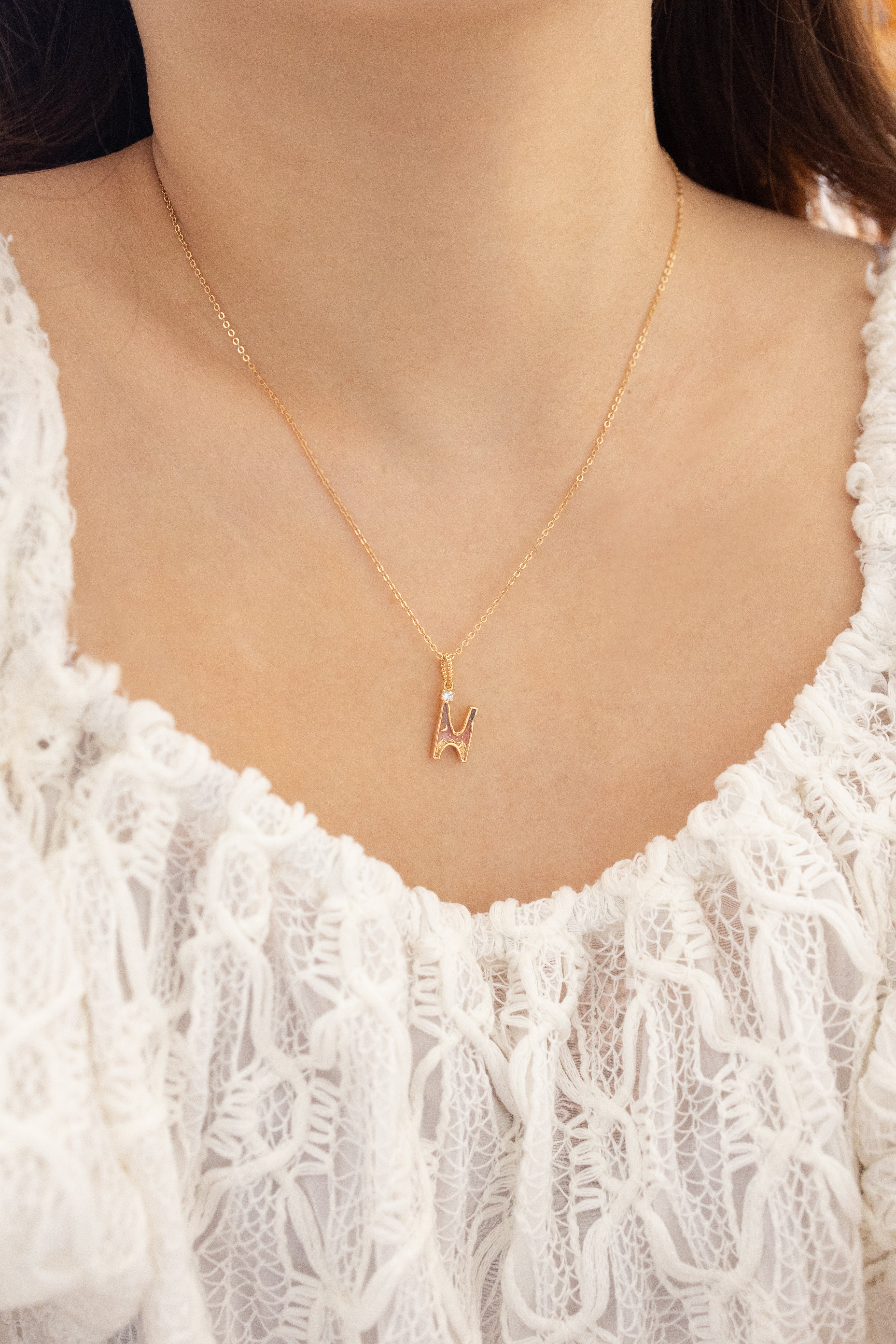 LETTER N NECKLACE - SUNSET - ALPHABET COLLECTION