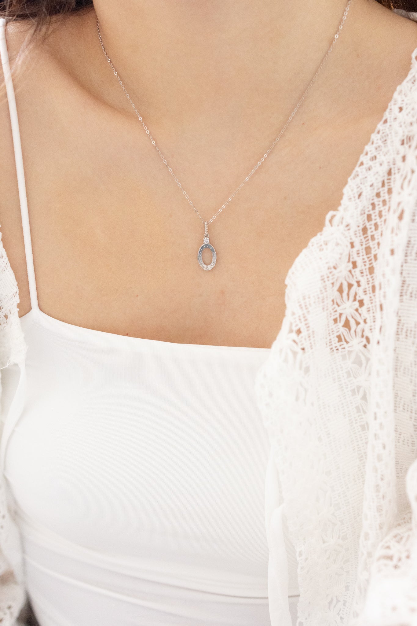LETTER O SILVER NECKLACE - MIDNIGHT - ALPHABET COLLECTION