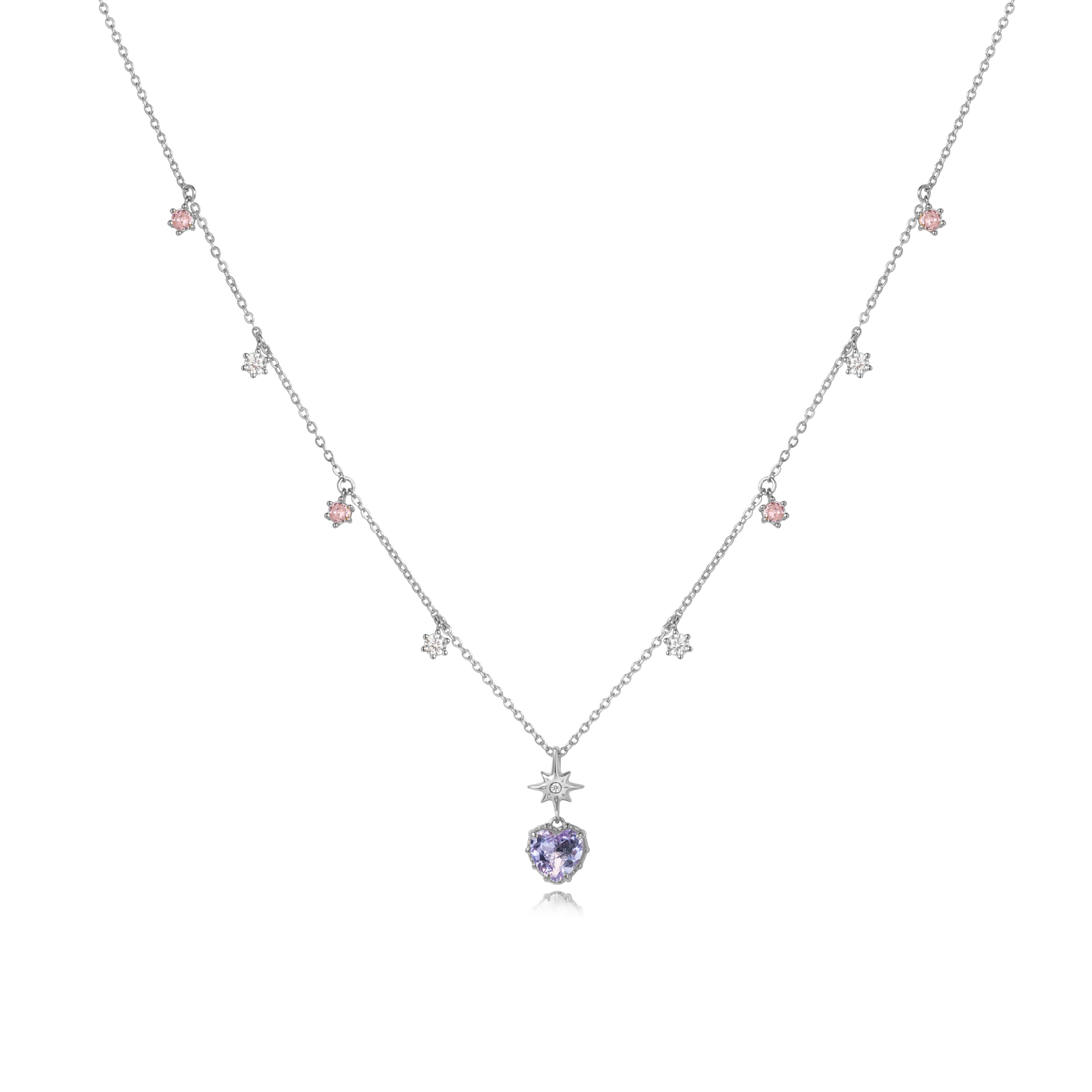 💜LAVENDER TWINKLE SILVER NECKLACE - LAVENDER