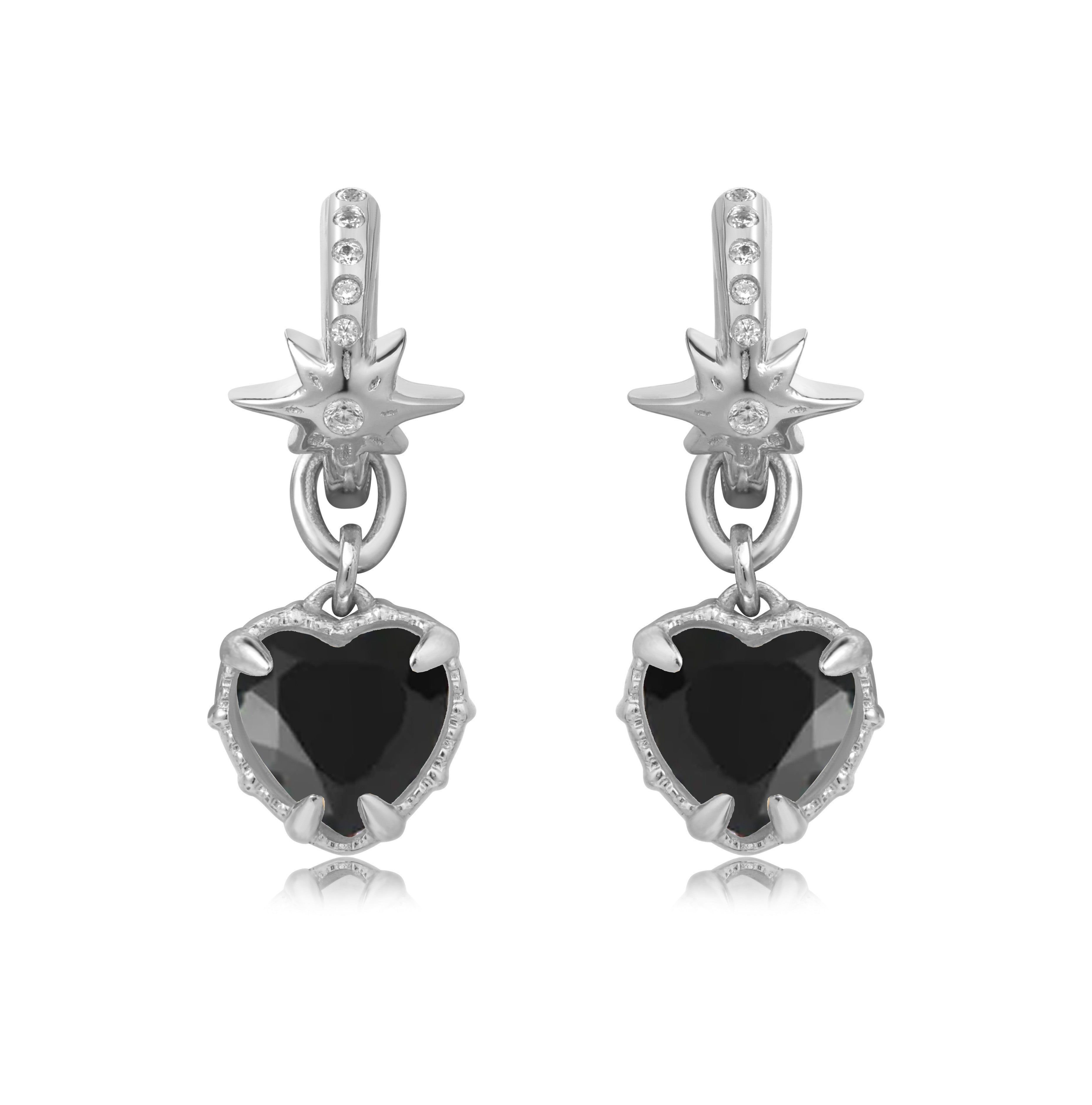 PINKY TWINKLE SILVER EARRINGS - OBSIDIAN