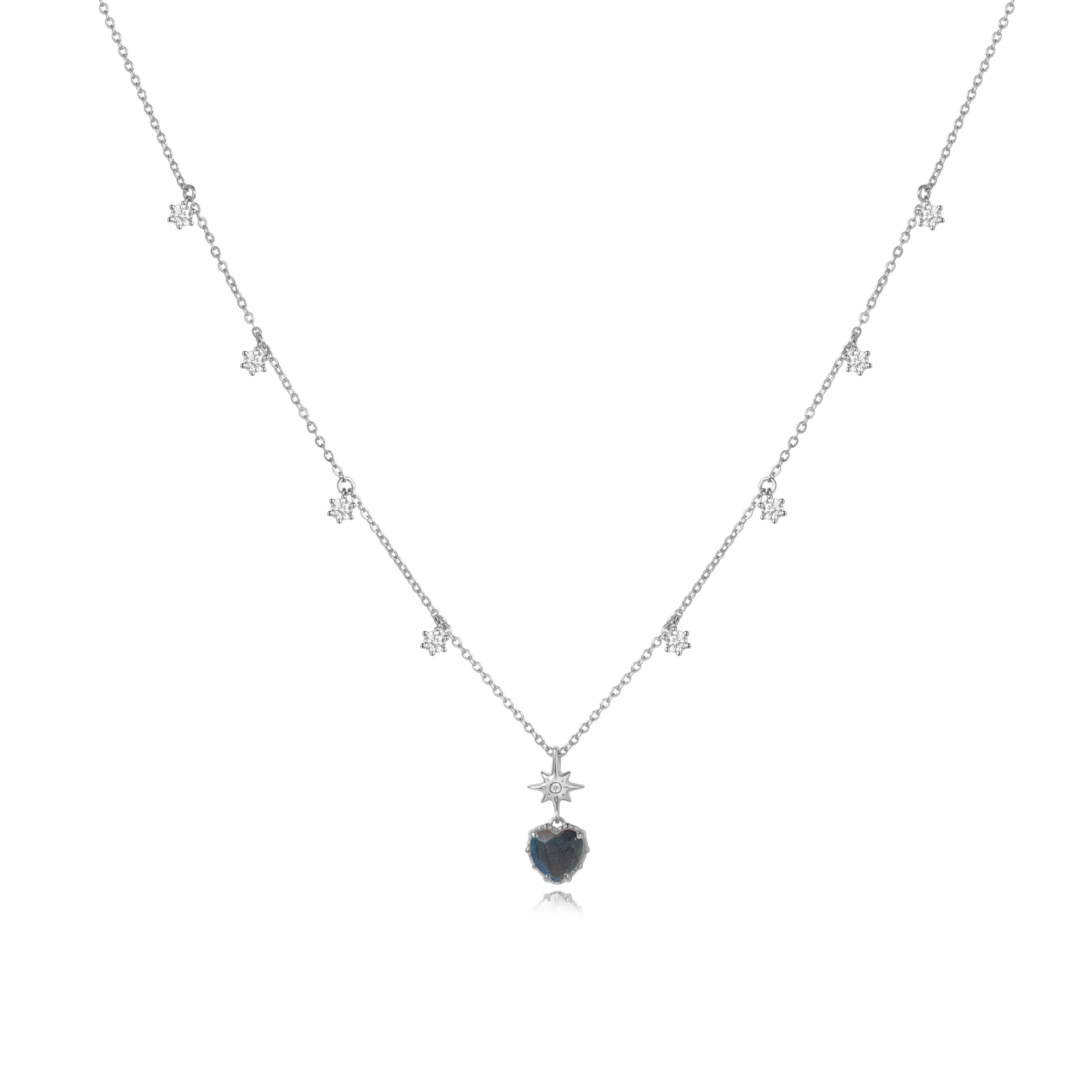 MID NIGHT TWINKLE SILVER NECKLACE - LABRADORITE