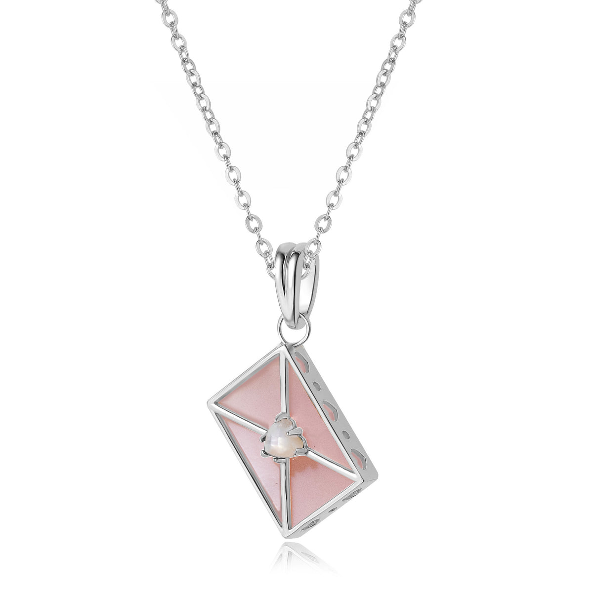WROTE ME A LOVE LETTER SILVER CHARM - PINK MOTHER OF PEARL & MOTHER OF PEARL