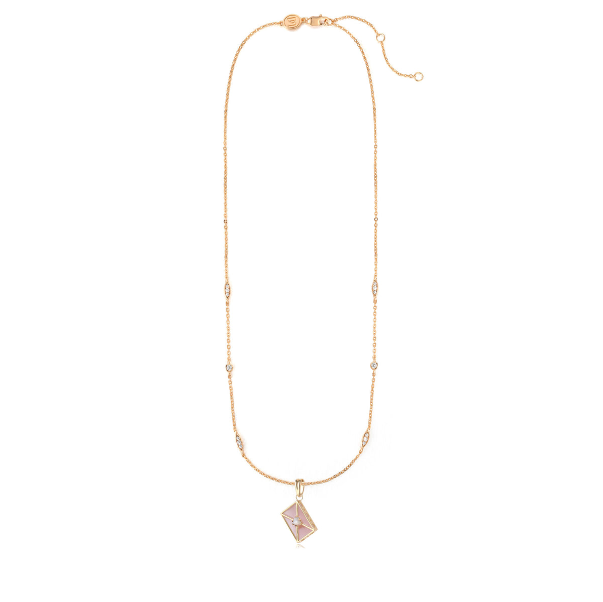 WROTE ME A LOVE LETTER GOLD CHARM - PINK MOTHER OF PEARL & MOTHER OF PEARL