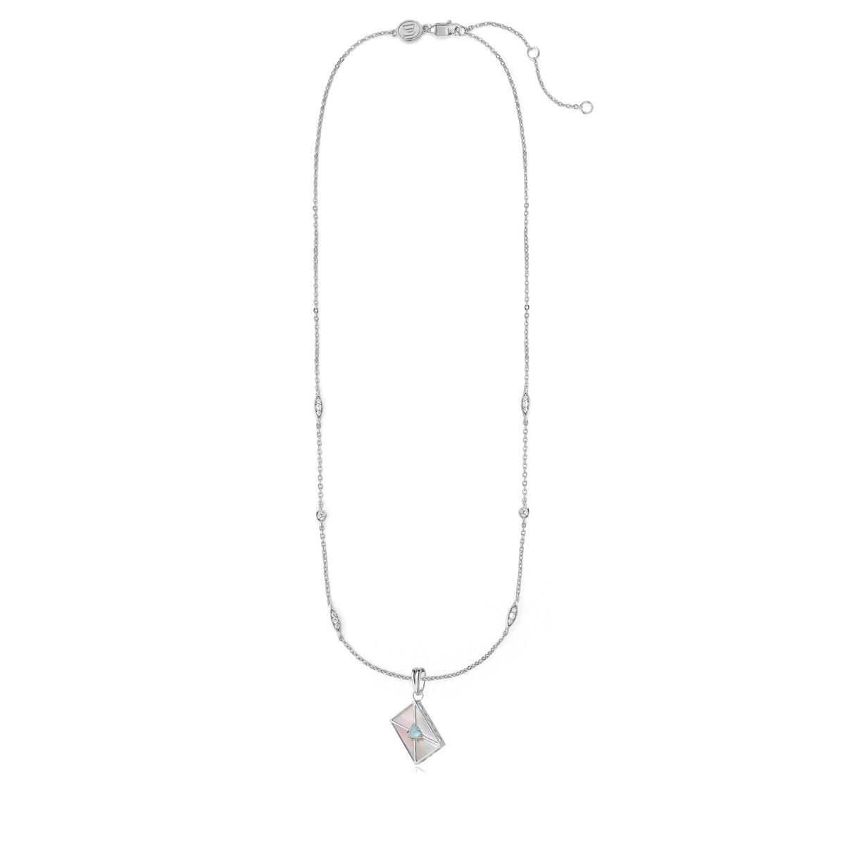 WROTE ME A LOVE LETTER SILVER CHARM - PEARL & TOPAZ