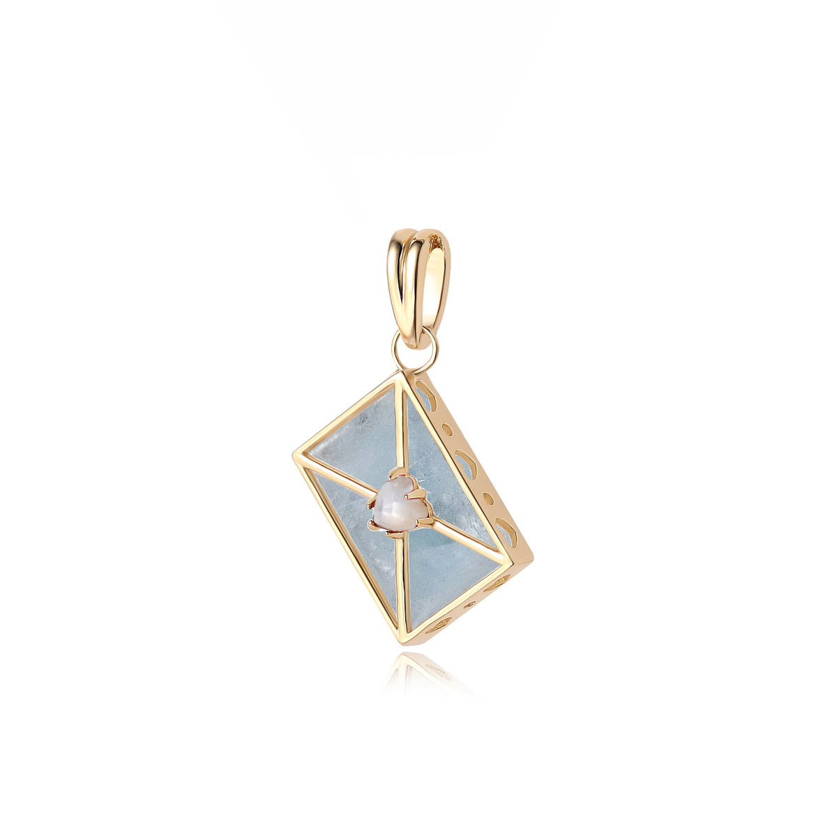 WROTE ME A LOVE LETTER GOLD NECKLACE - AQUAMARINE & PEARL