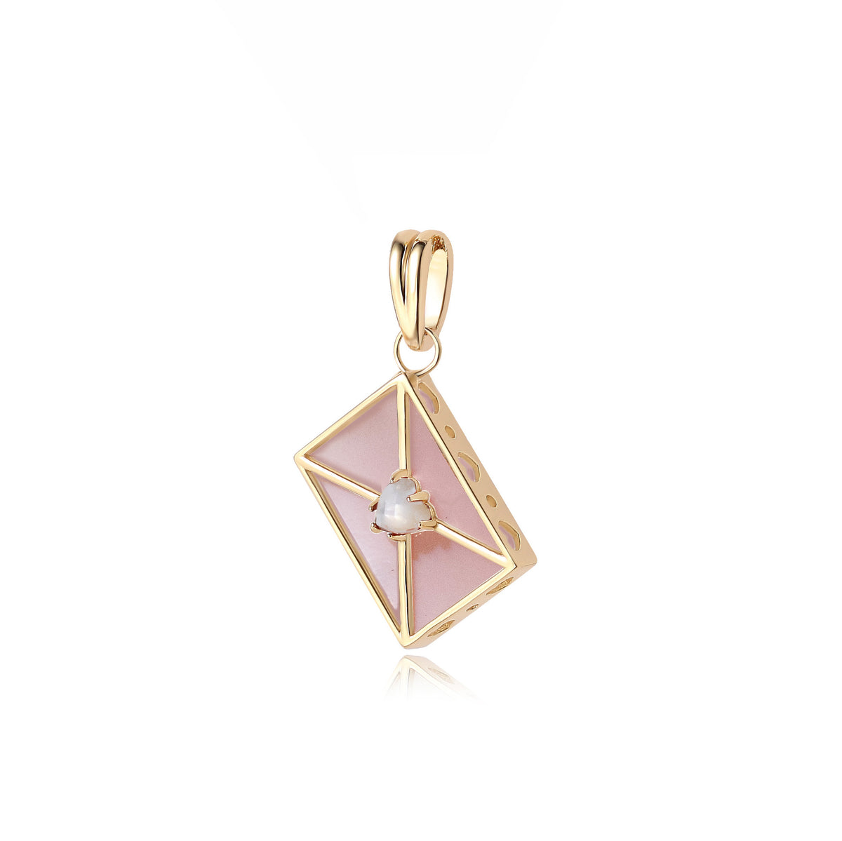 WROTE ME A LOVE LETTER GOLD CHARM - PINK MOTHER OF PEARL & MOTHER OF PEARL