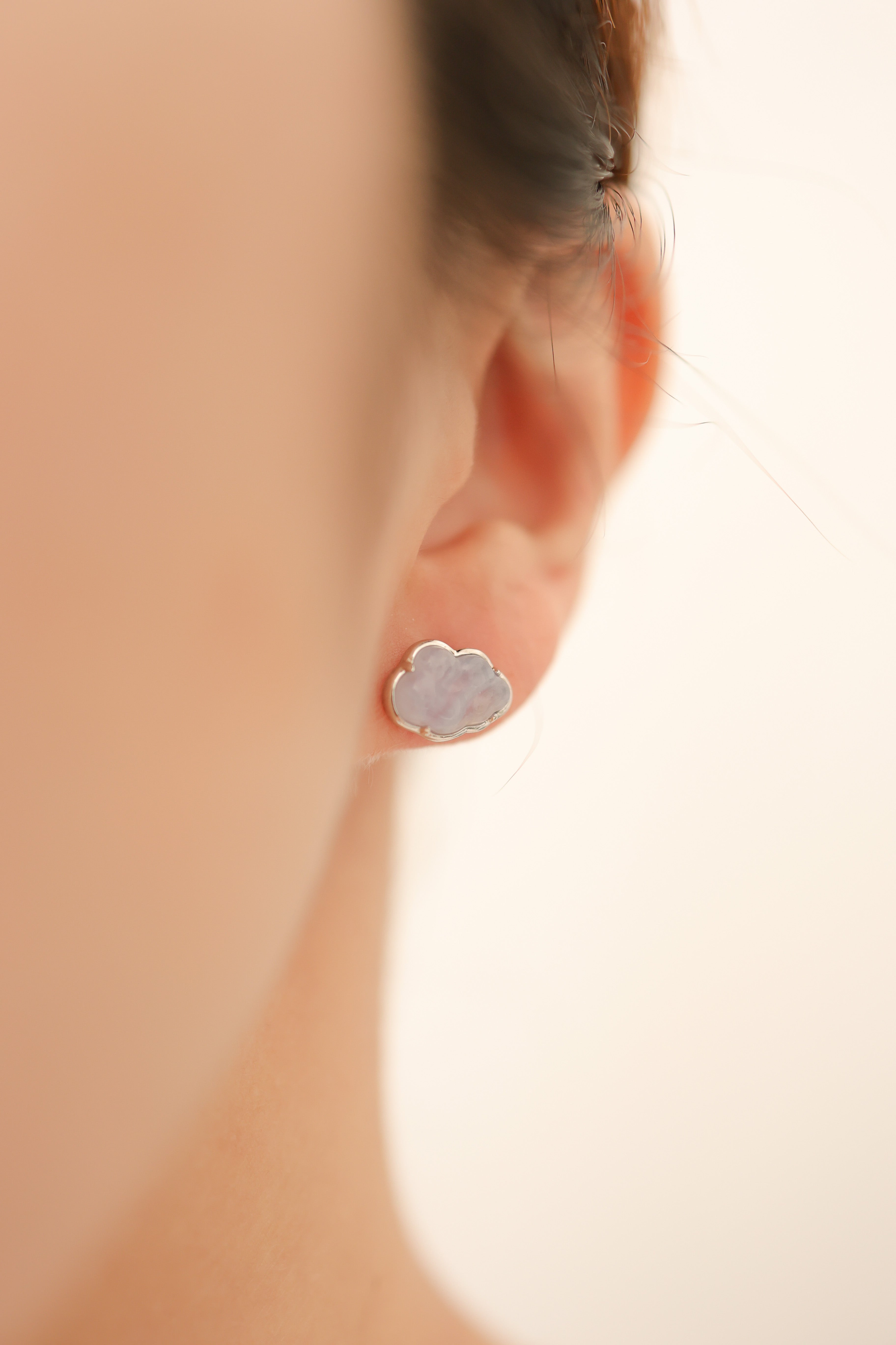 CLOUD STUD SILVER EARRINGS - AGATE