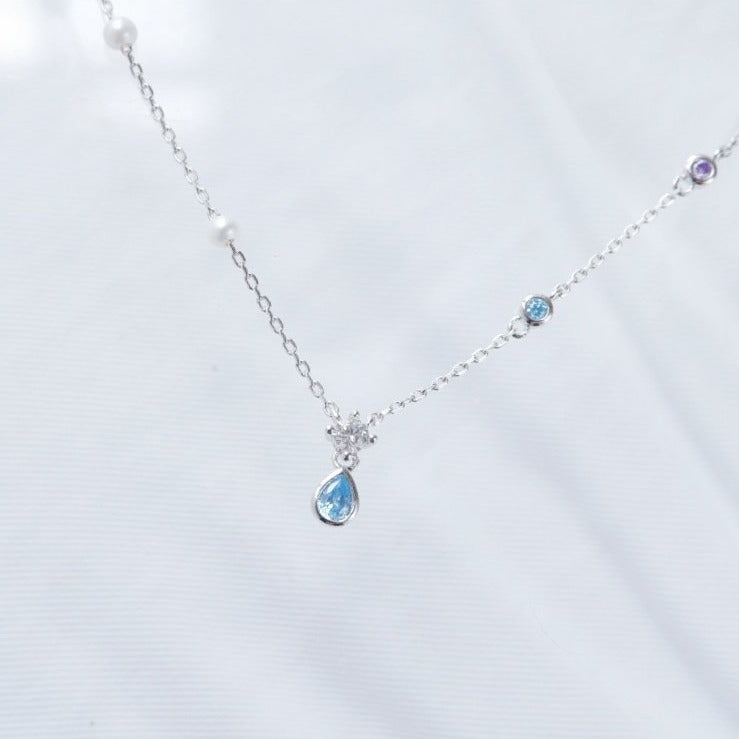 LILY GEMSTONE ADJUSTABLE SILVER NECKLACE
