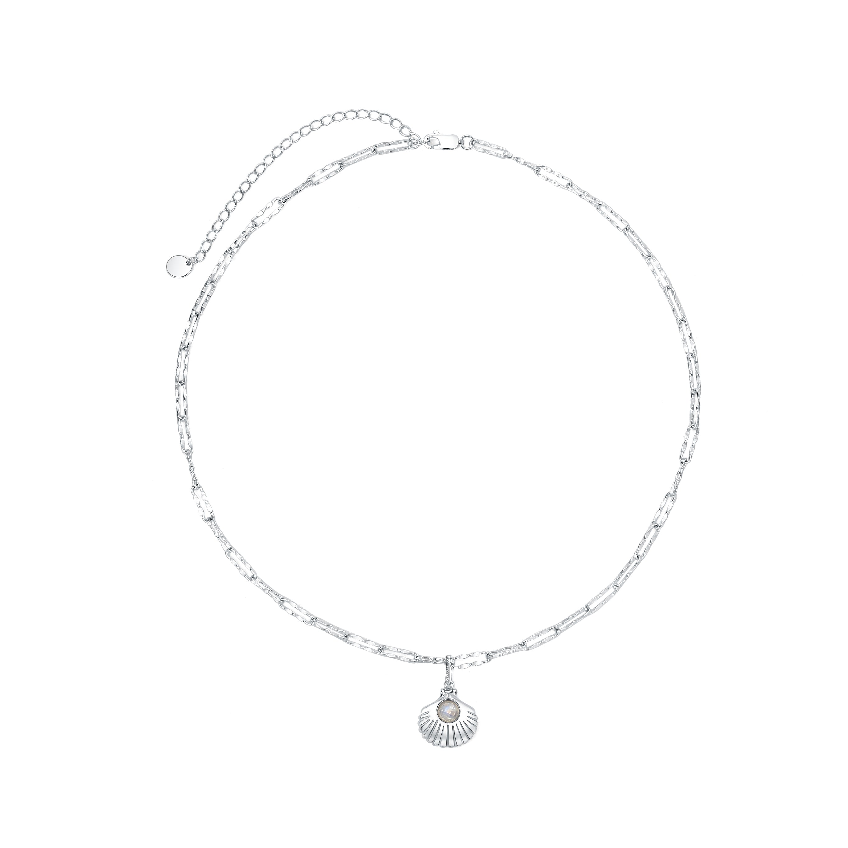 The shell moonstone silver chain necklaces (Two way wearing)