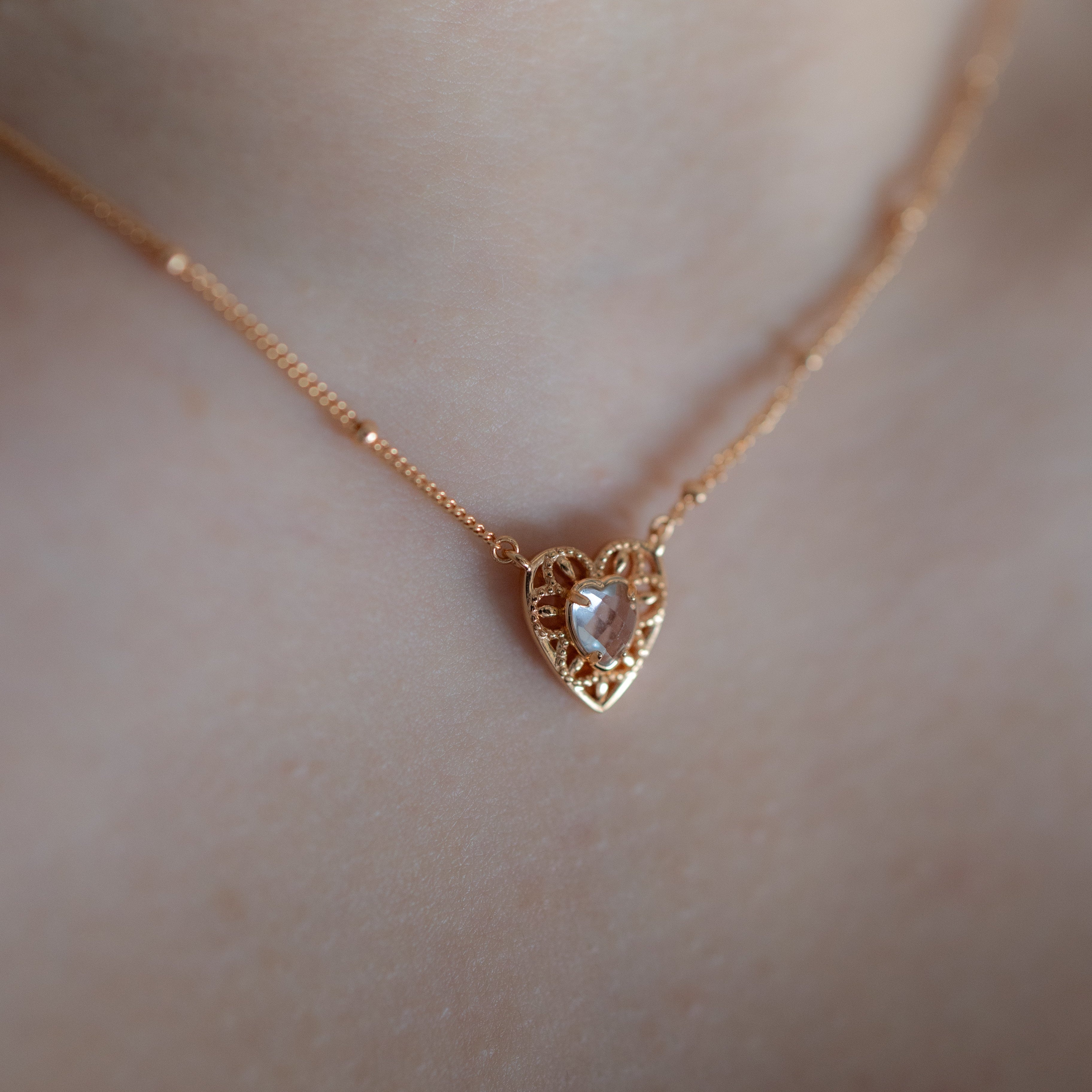 THE AQUA LACE HEART NECKLACE