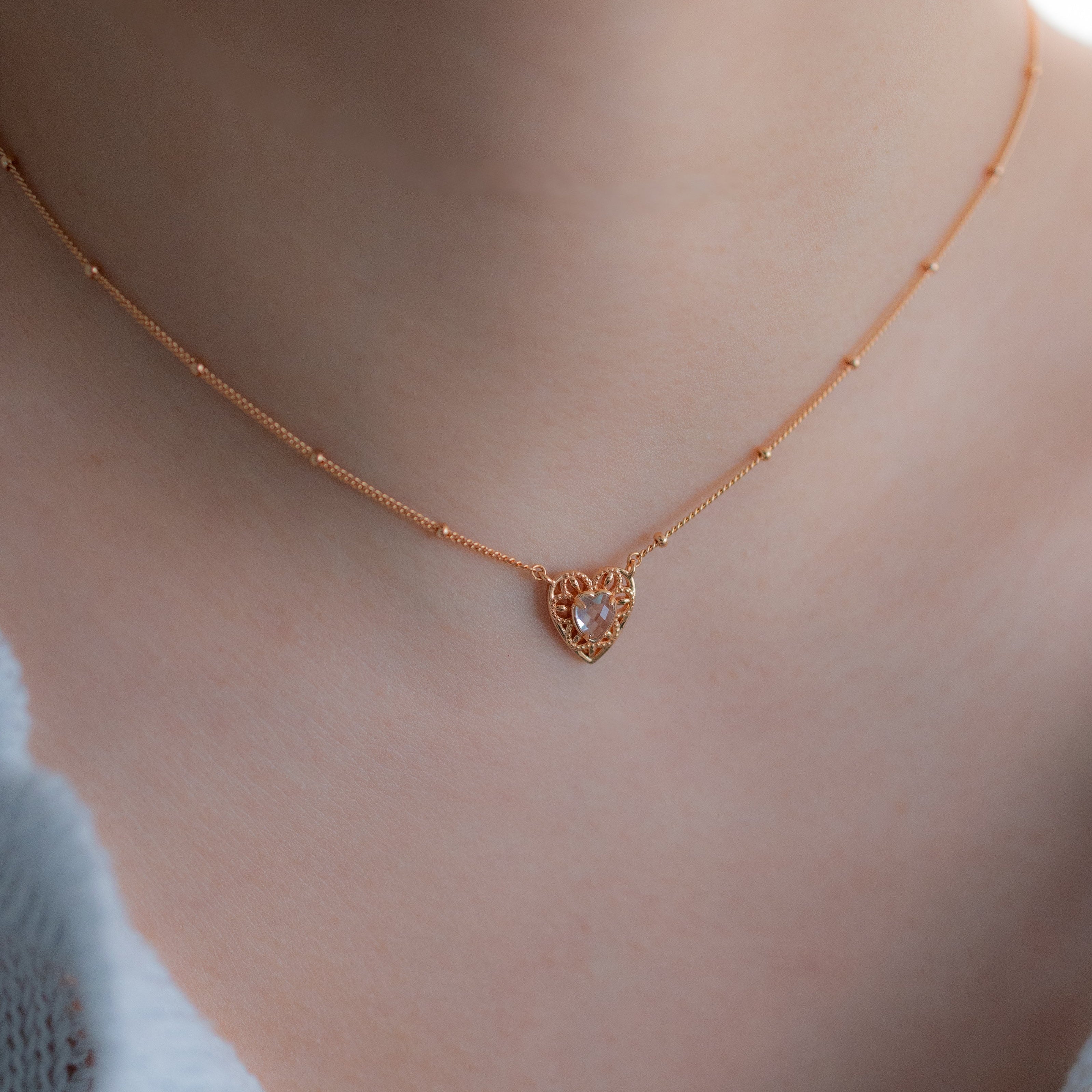 THE AQUA LACE HEART NECKLACE