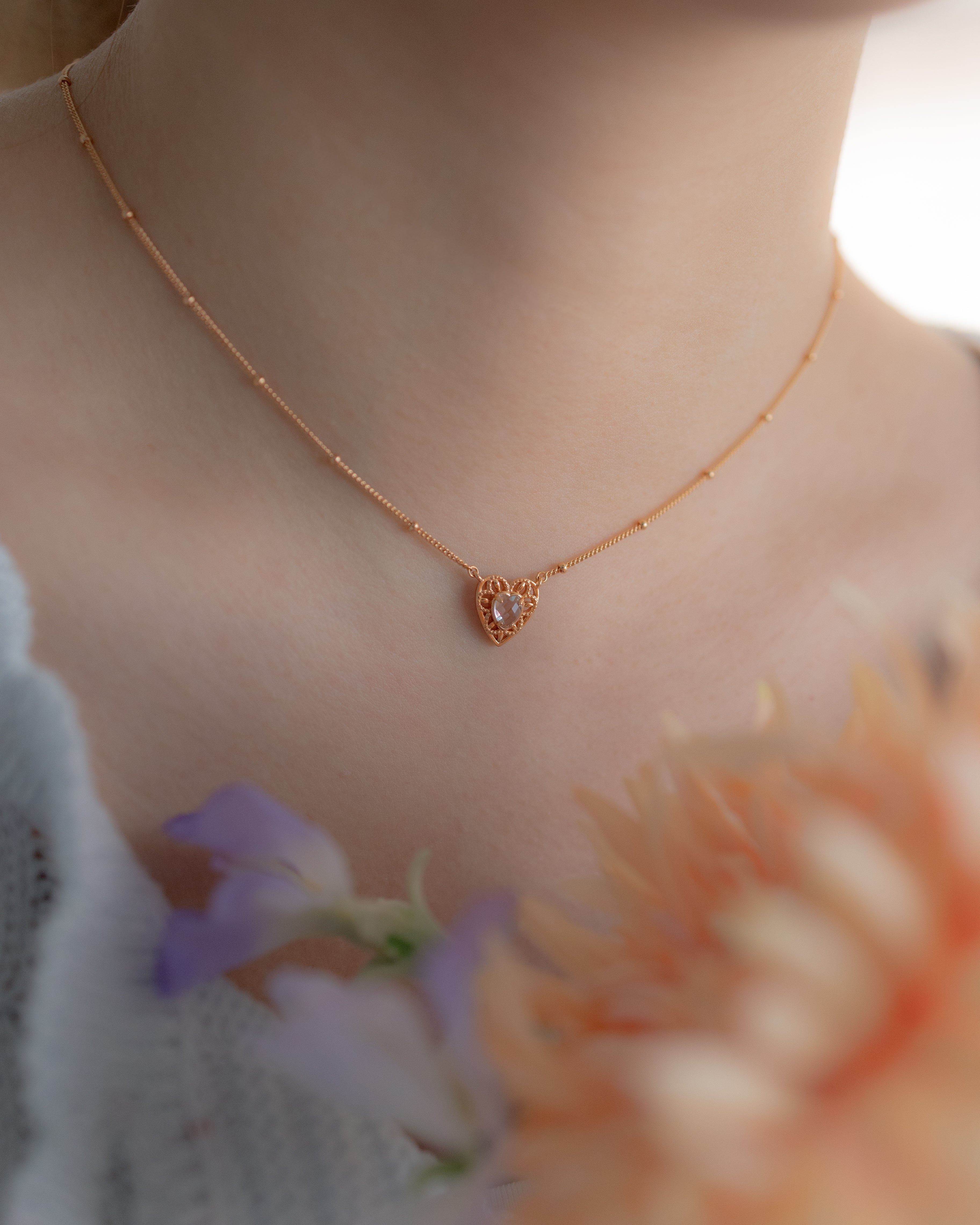 THE AQUA LACE HEART NECKLACE