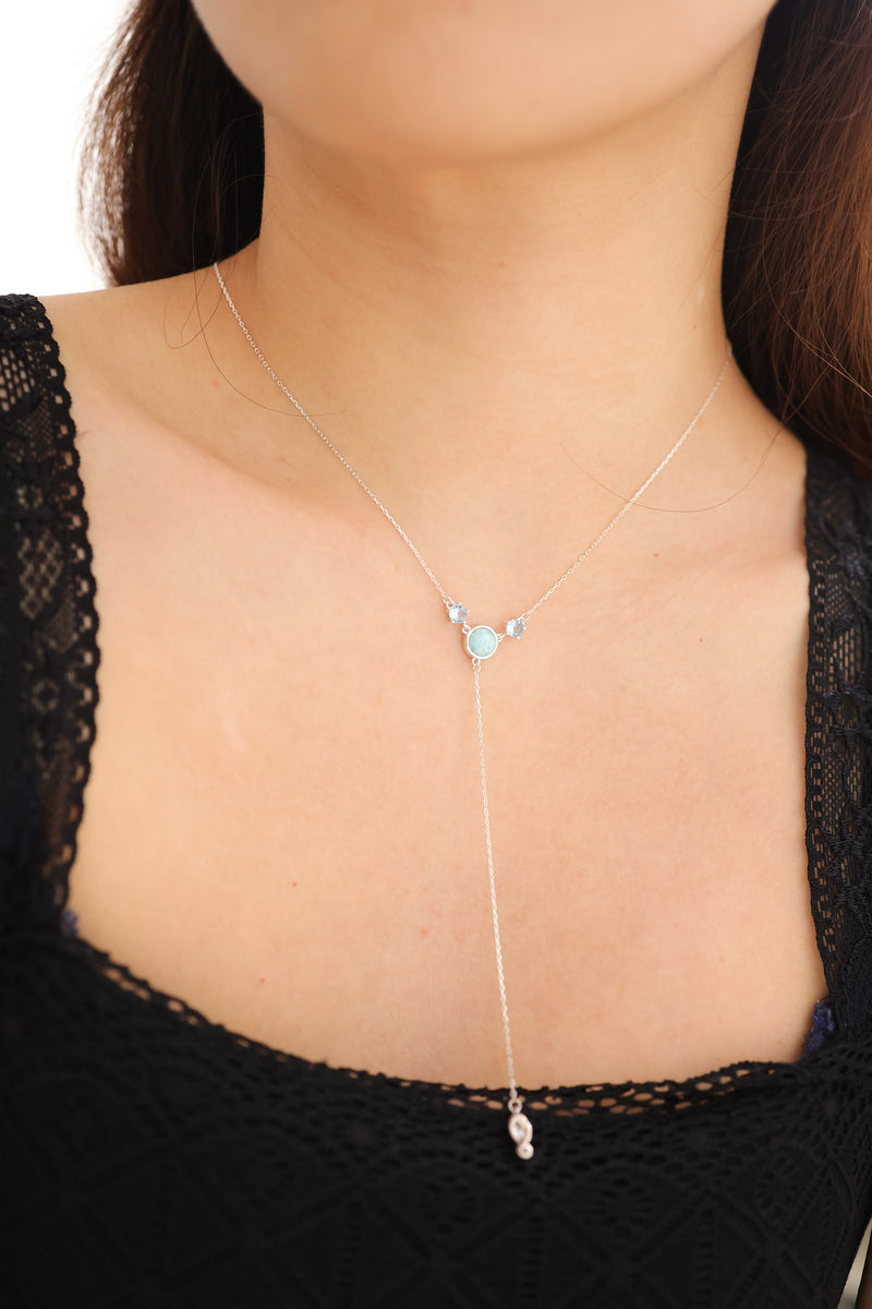 LARIMAR TOPAZ  ELEGANT SILVER NECKLACE