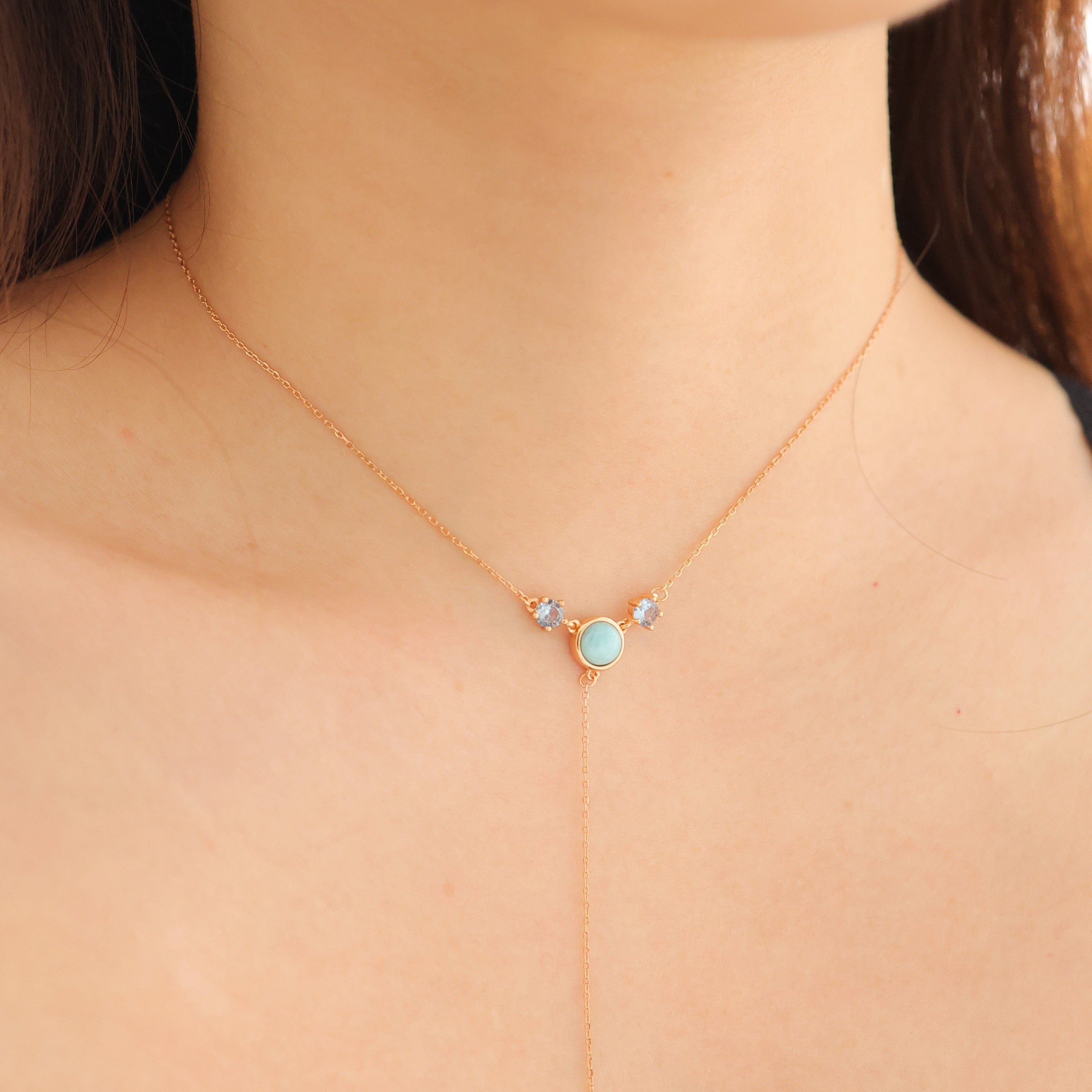 LARIMAR TOPAZ  ELEGANT NECKLACE