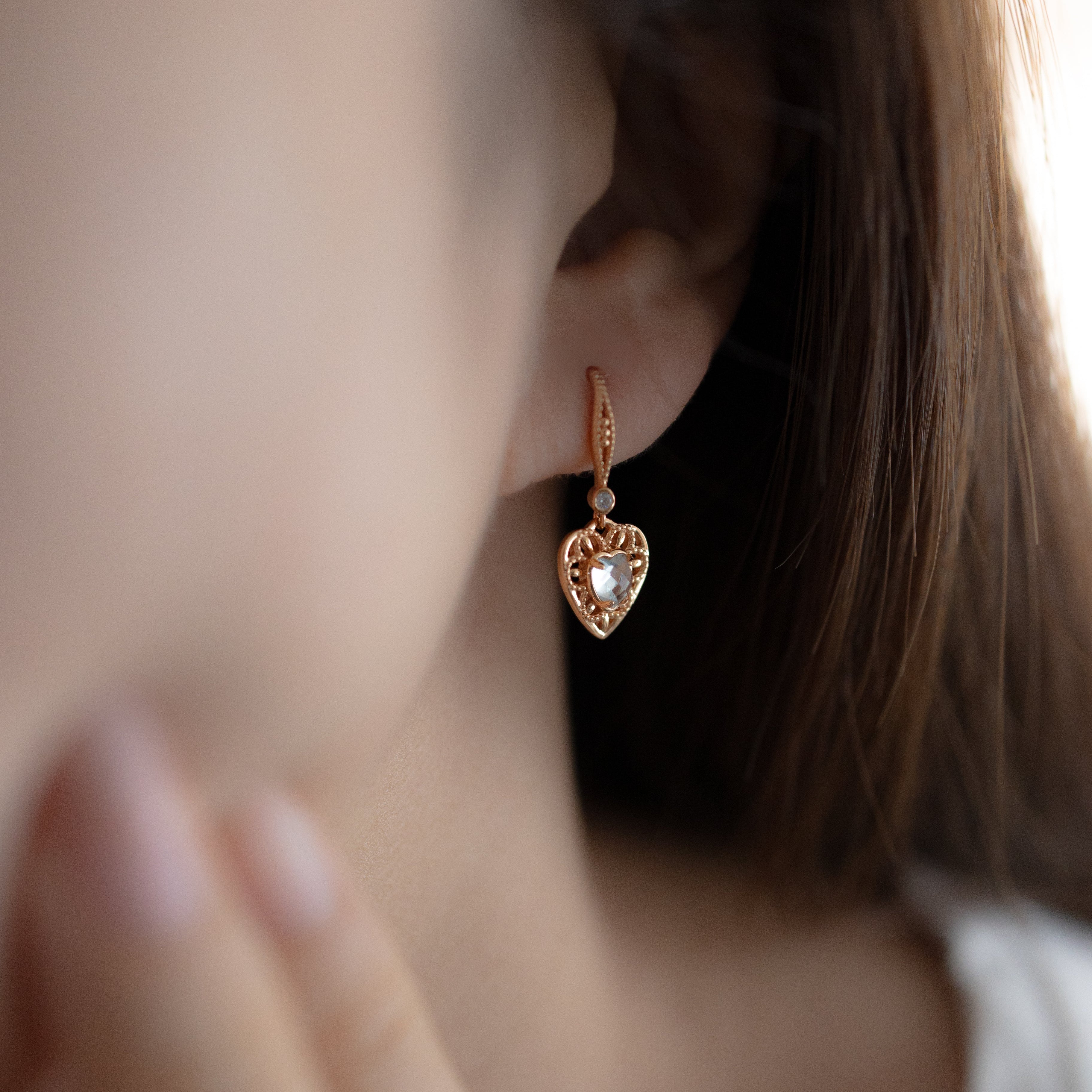 THE AQUA LACE HEART EARRINGS