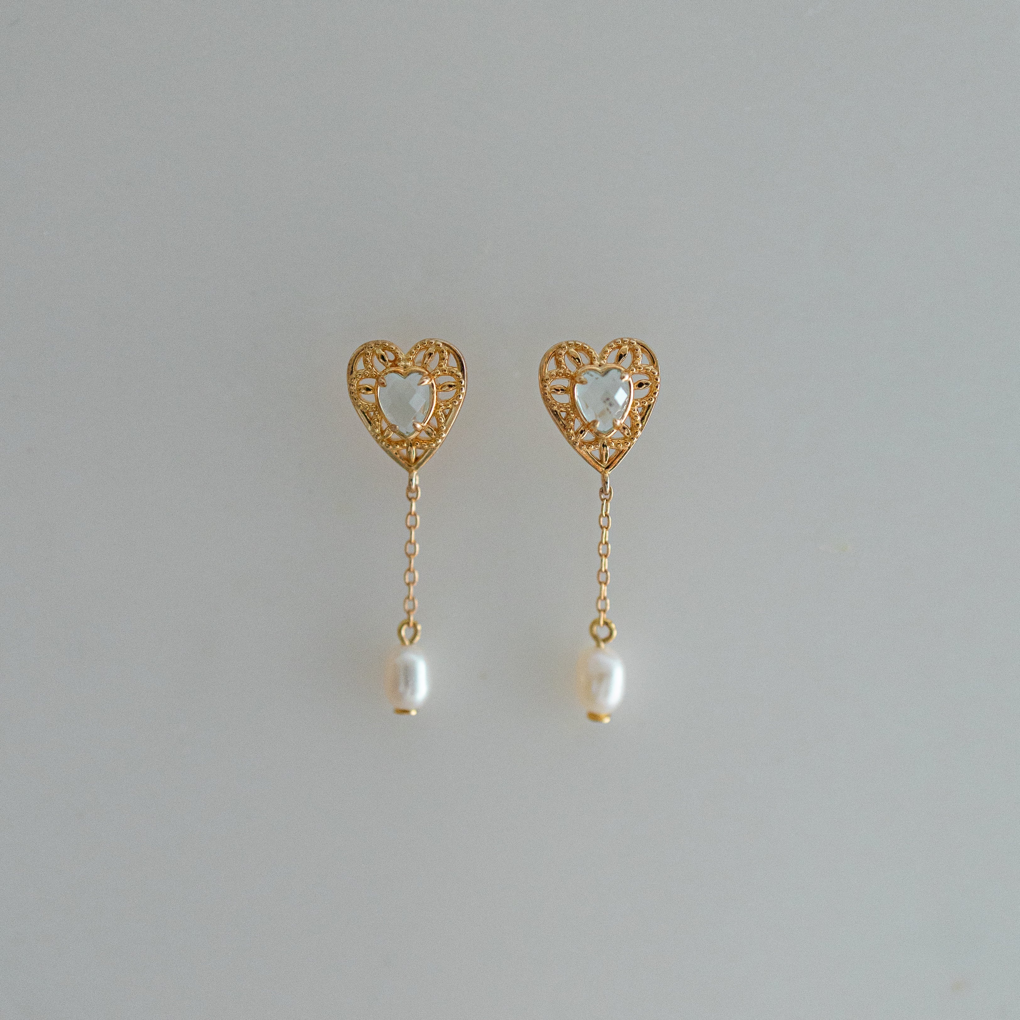 PRE ORDER THE AQUA LACE HEART LONG EARRINGS