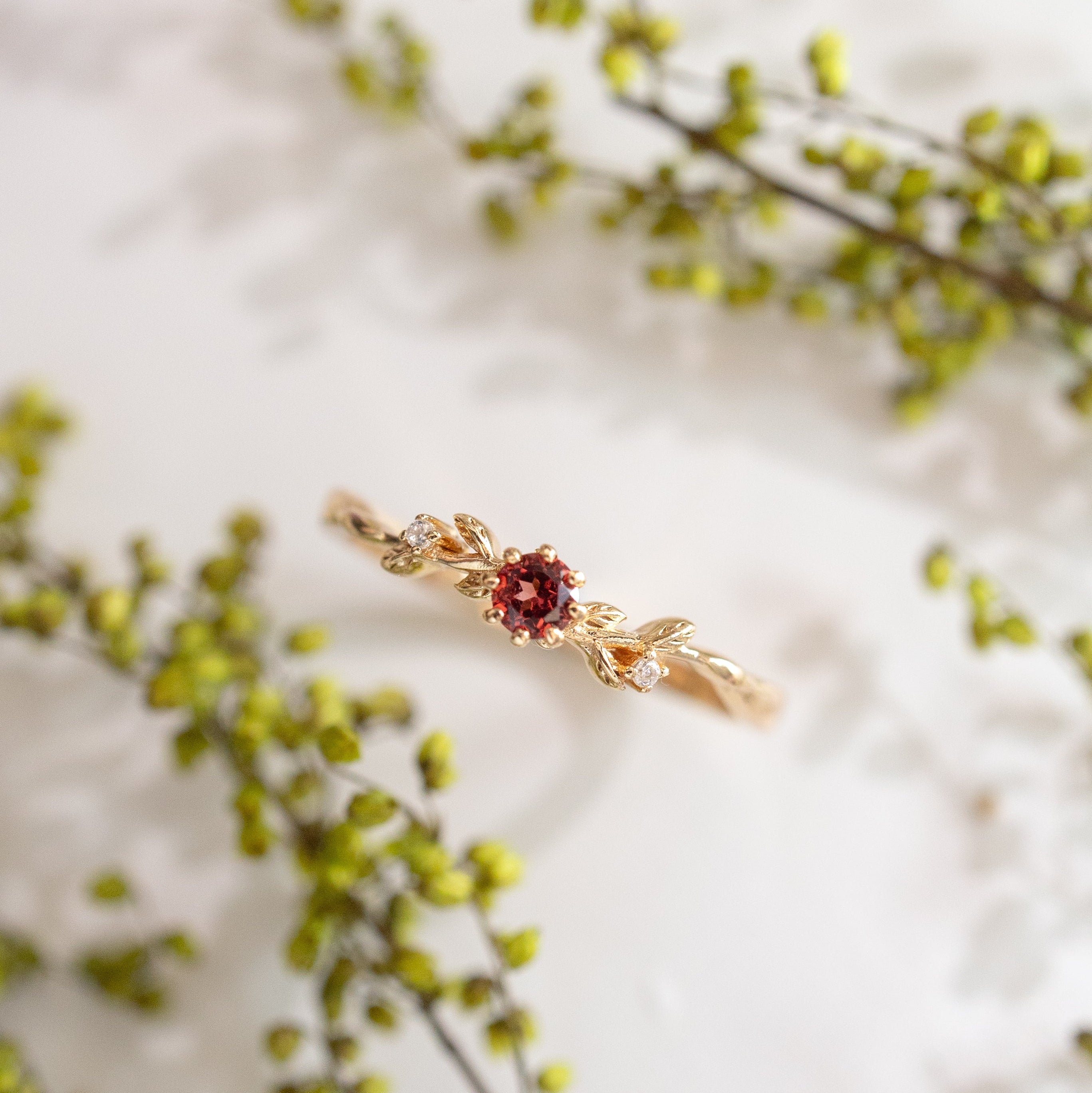 CHLOE DAINTY GARDEN RING - GARNET