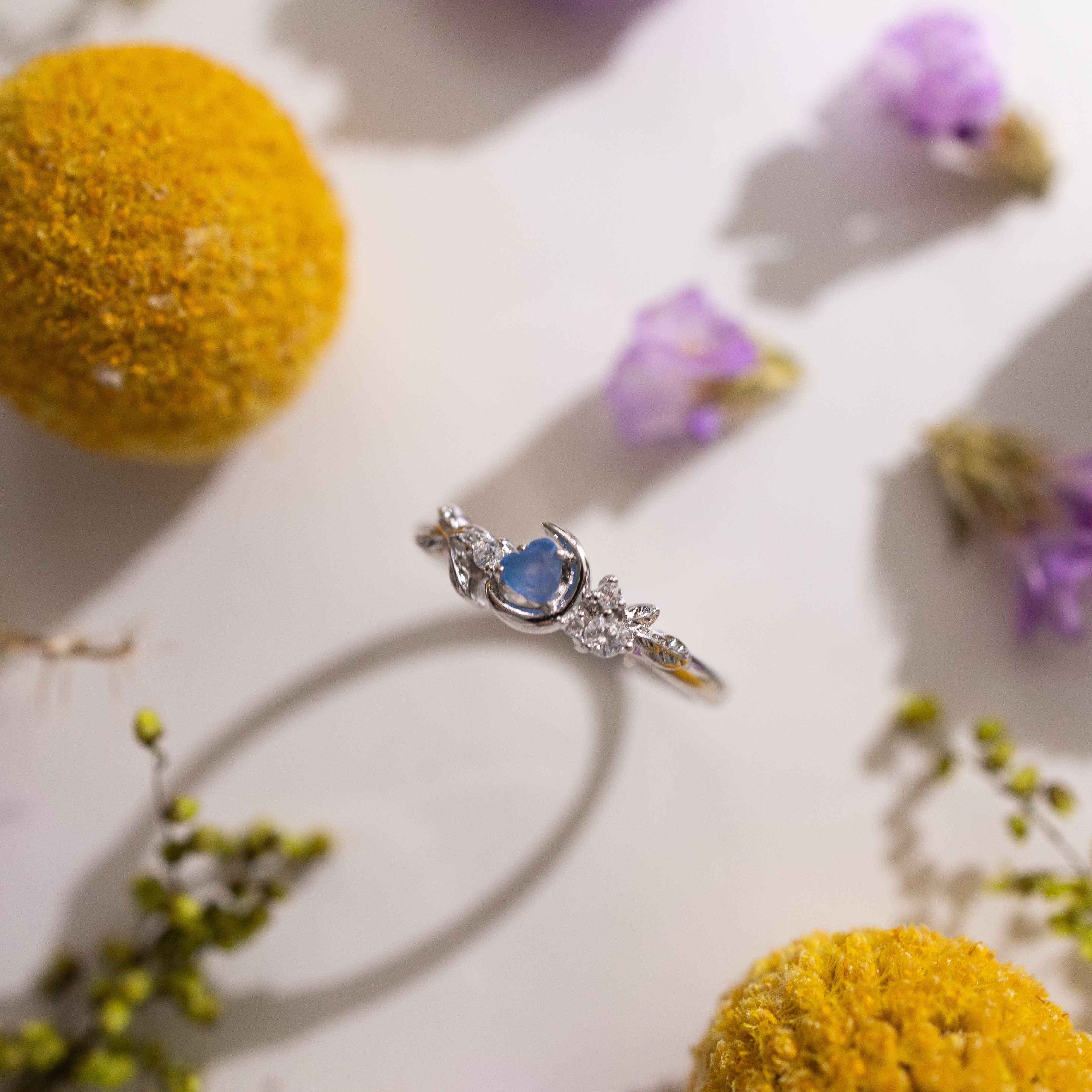 HONEY MOON HEART SILVER RING - TANZANITE