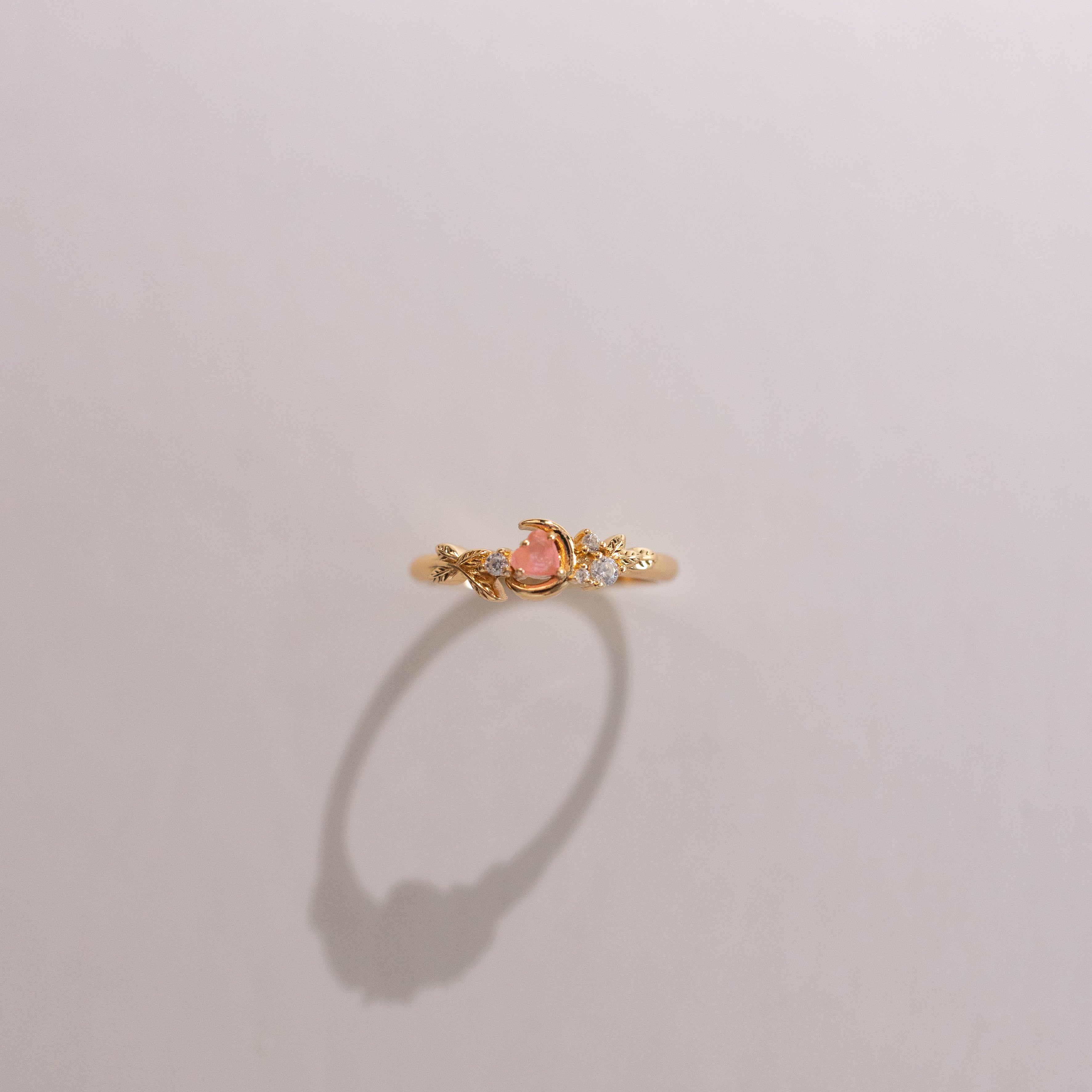 HONEY MOON HEART RING - PINK AGATE