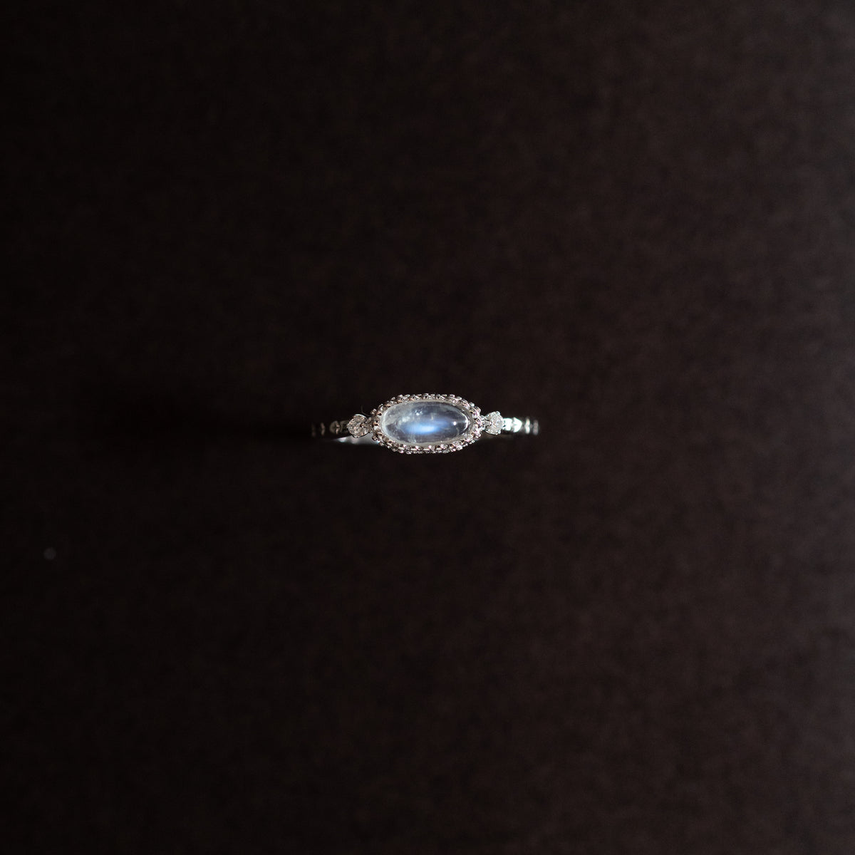 THE HALO OVAL SILVER RING - MOONSTONE