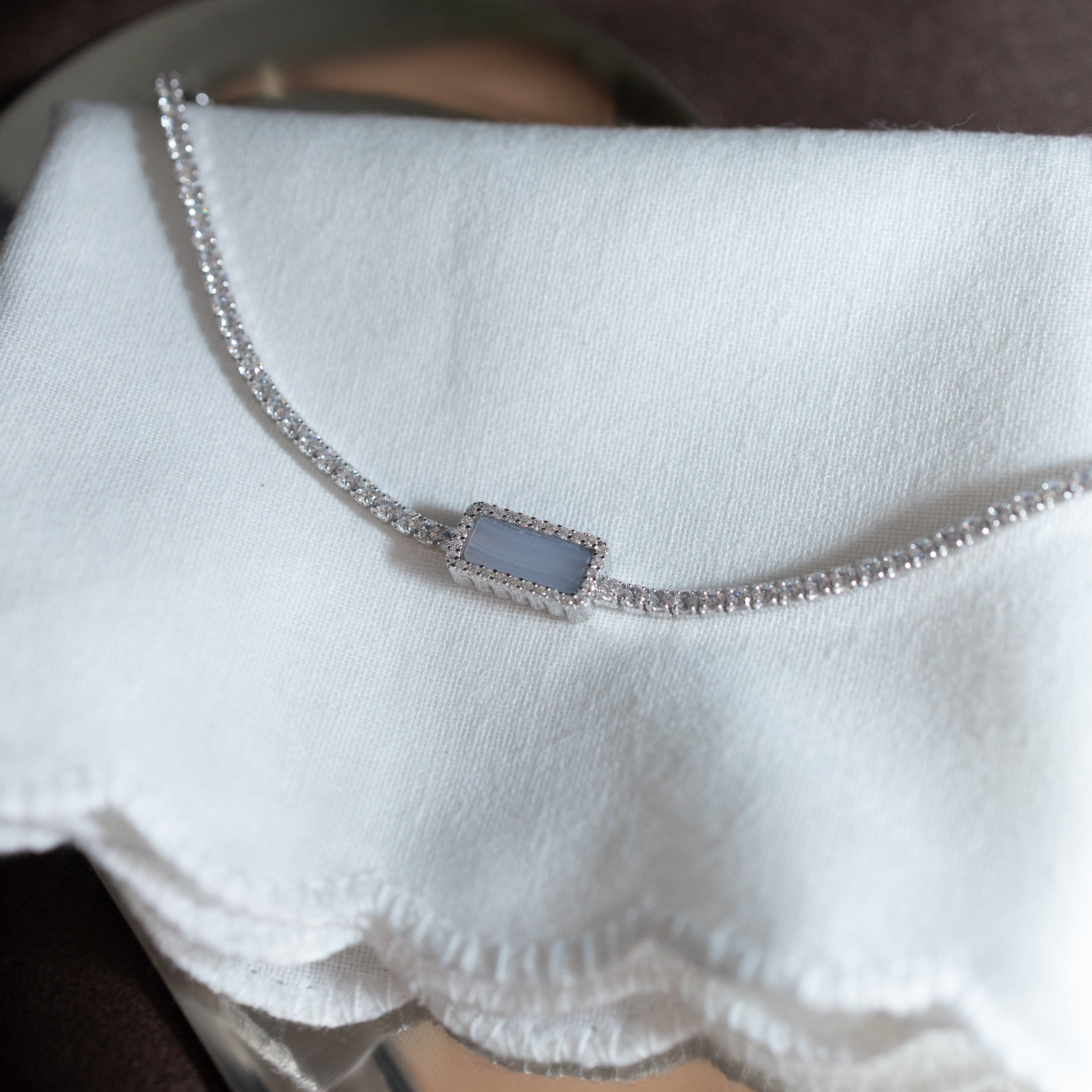 ART DECOR 2.0 SILVER TENNIS BRACELET - BLUE LACE AGATE