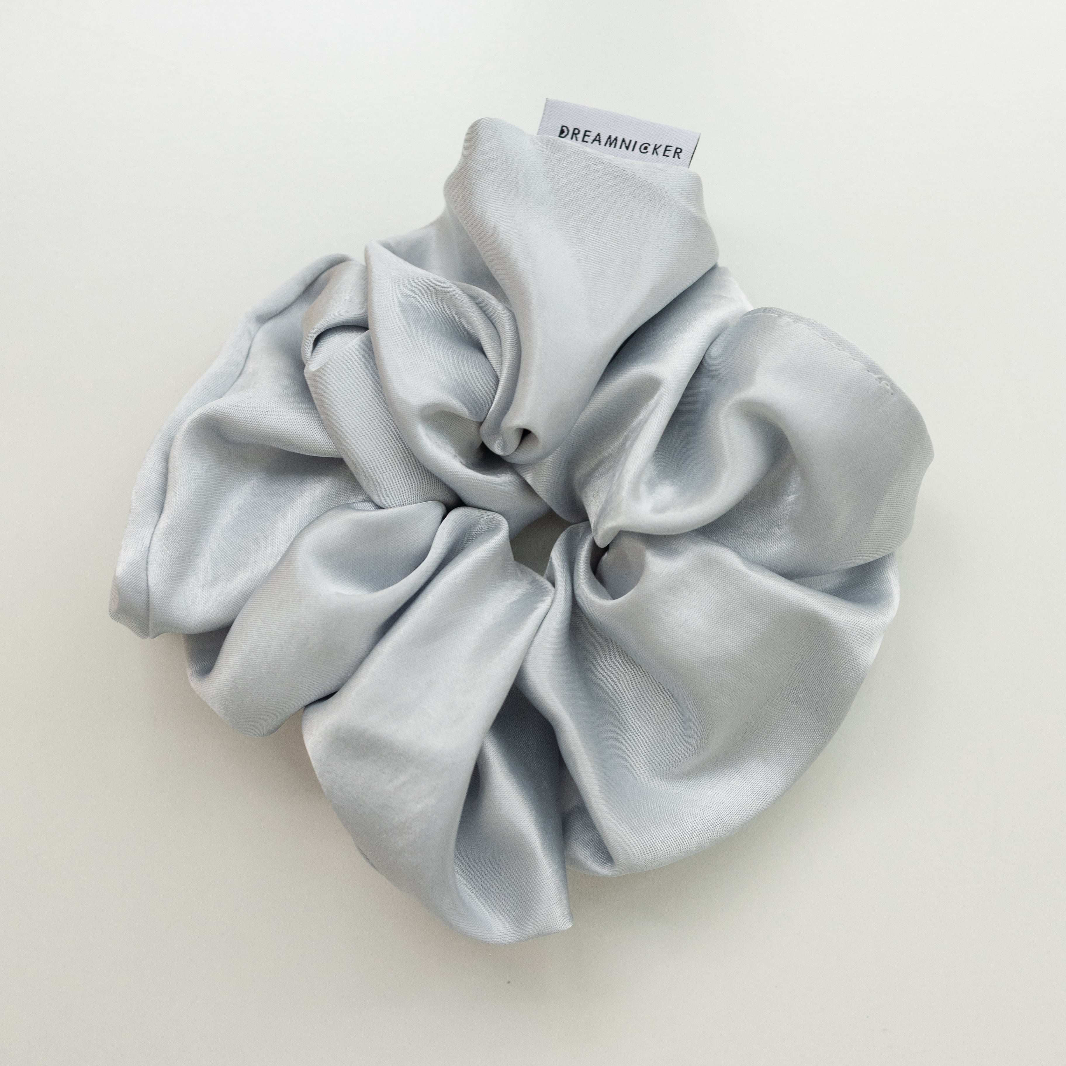 HANDMADE BIG SATIN SILK SCRUNCHIES (LIGHT GREY)