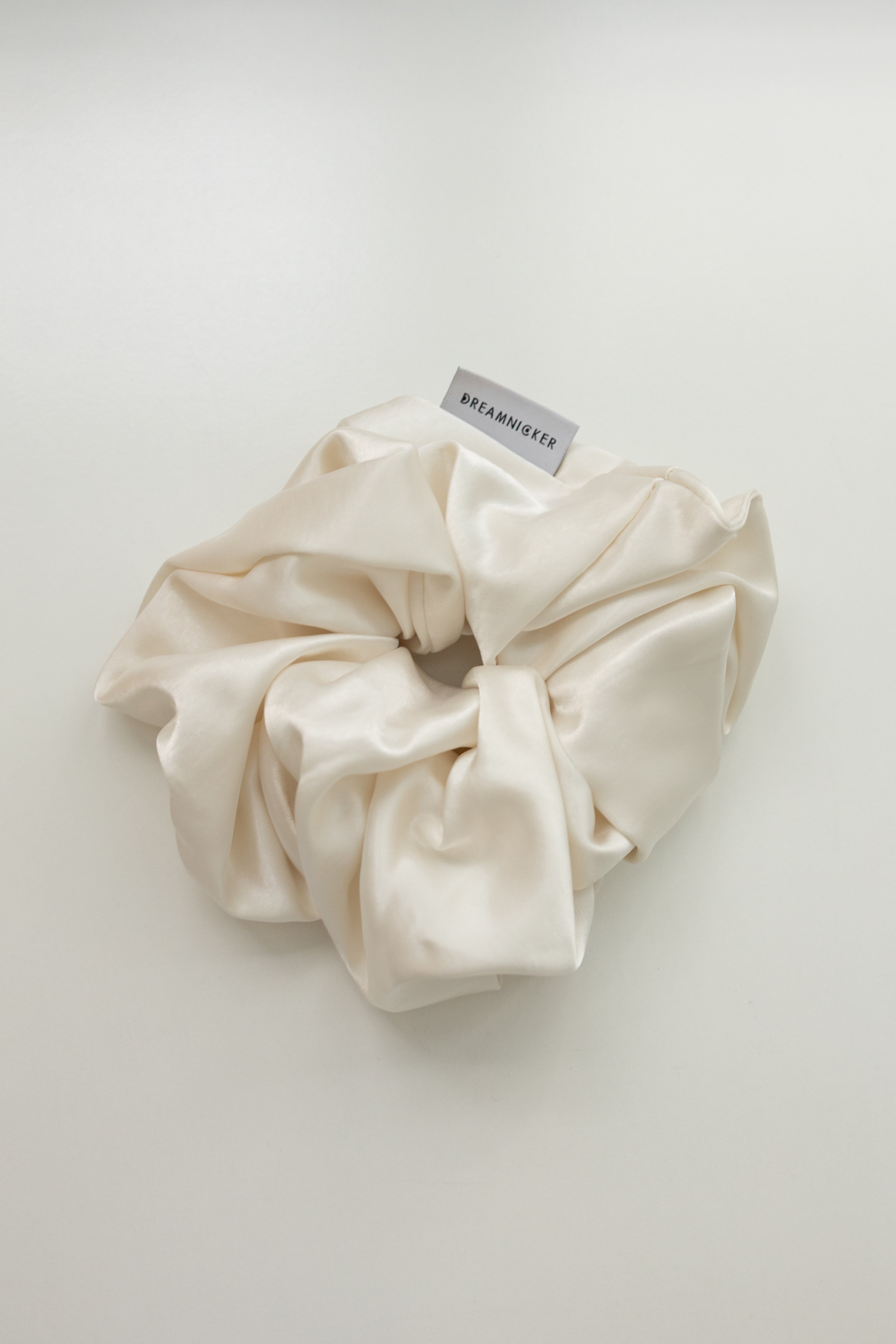 HANDMADE BIG SATIN SILK SCRUNCHIES (CREAMY WHITE)
