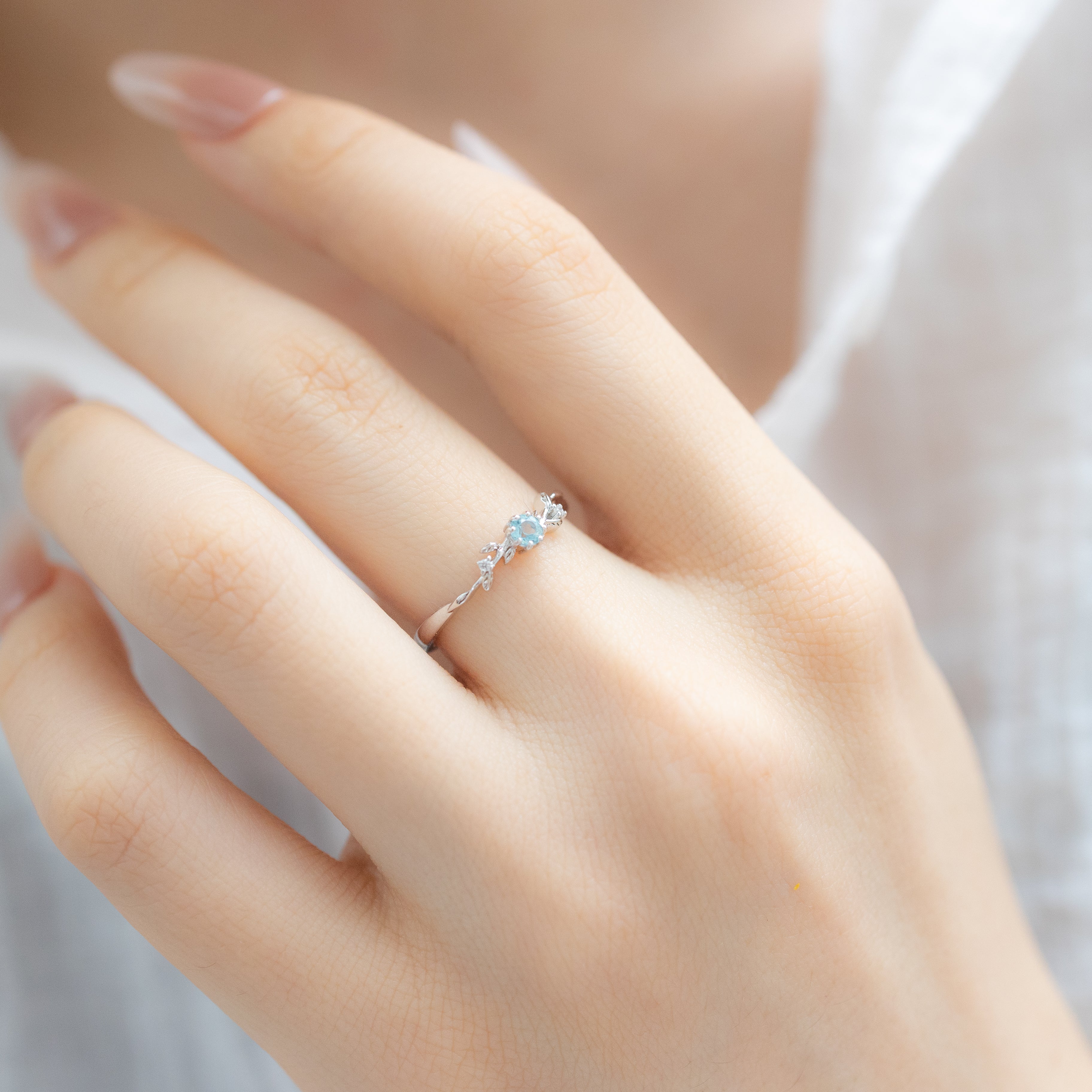 CHLOE DAINTY GARDEN SILVER RING - APATITE