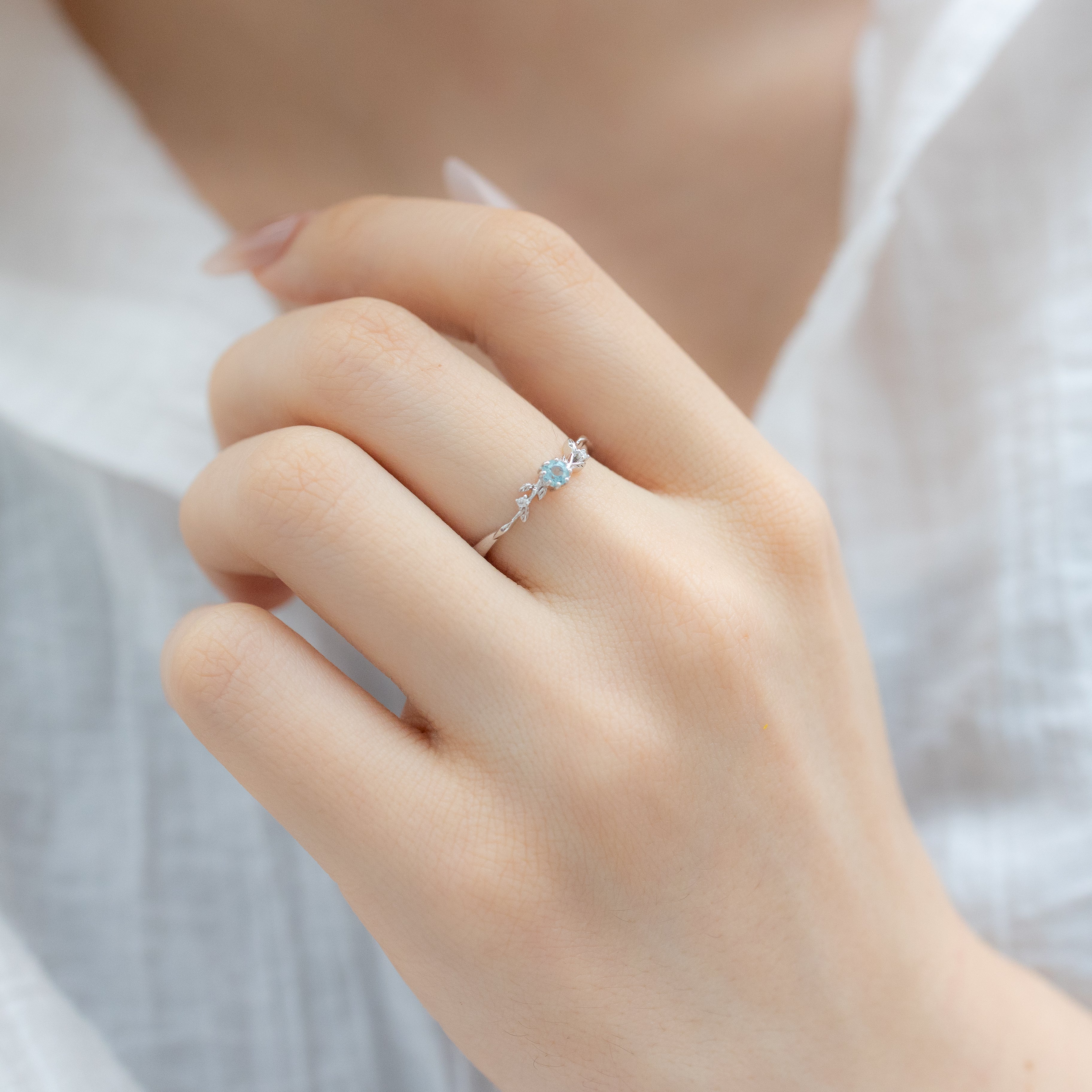 CHLOE DAINTY GARDEN SILVER RING - APATITE