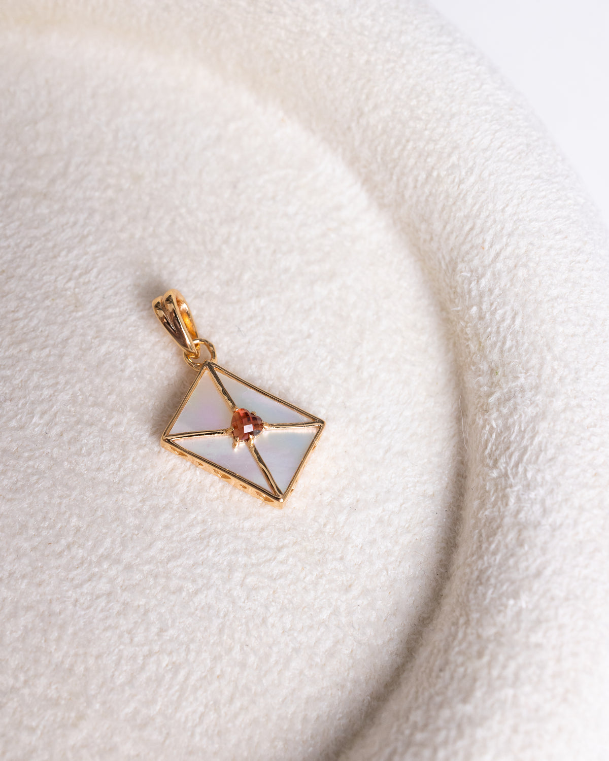 WROTE ME A LOVE LETTER GOLD NECKLACE - PEARL & GARNET