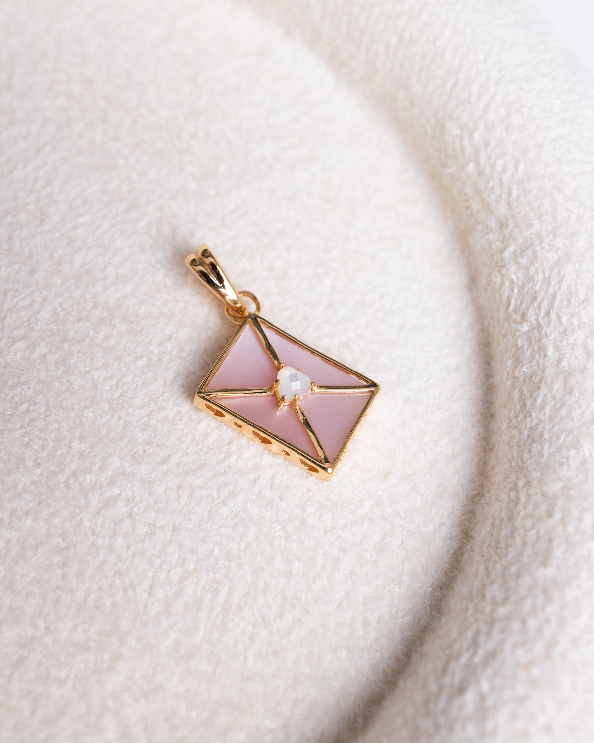 WROTE ME A LOVE LETTER GOLD CHARM - PINK MOTHER OF PEARL & MOTHER OF PEARL