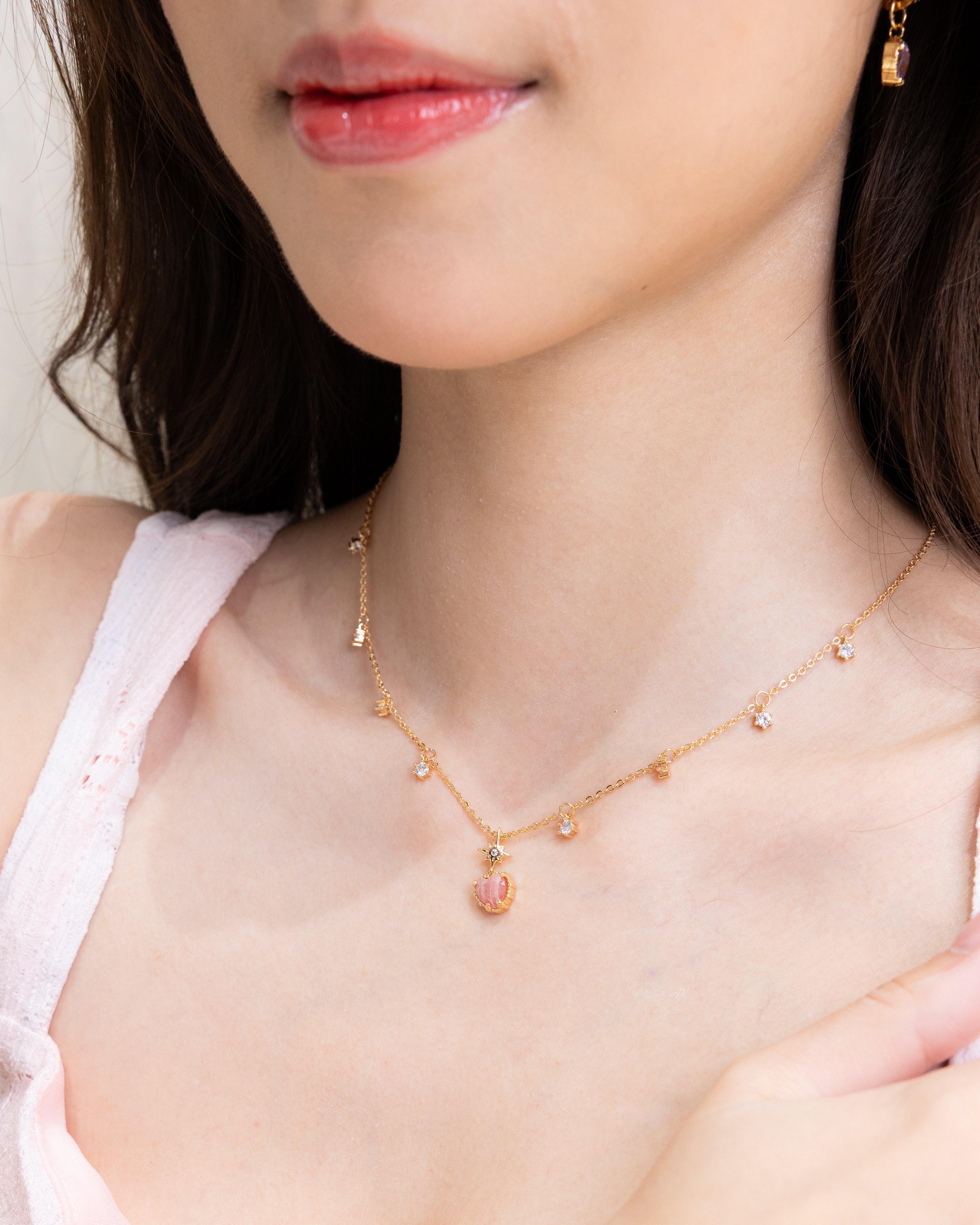 LOVE TWINKLE NECKLACE - RHODOCHROSITE