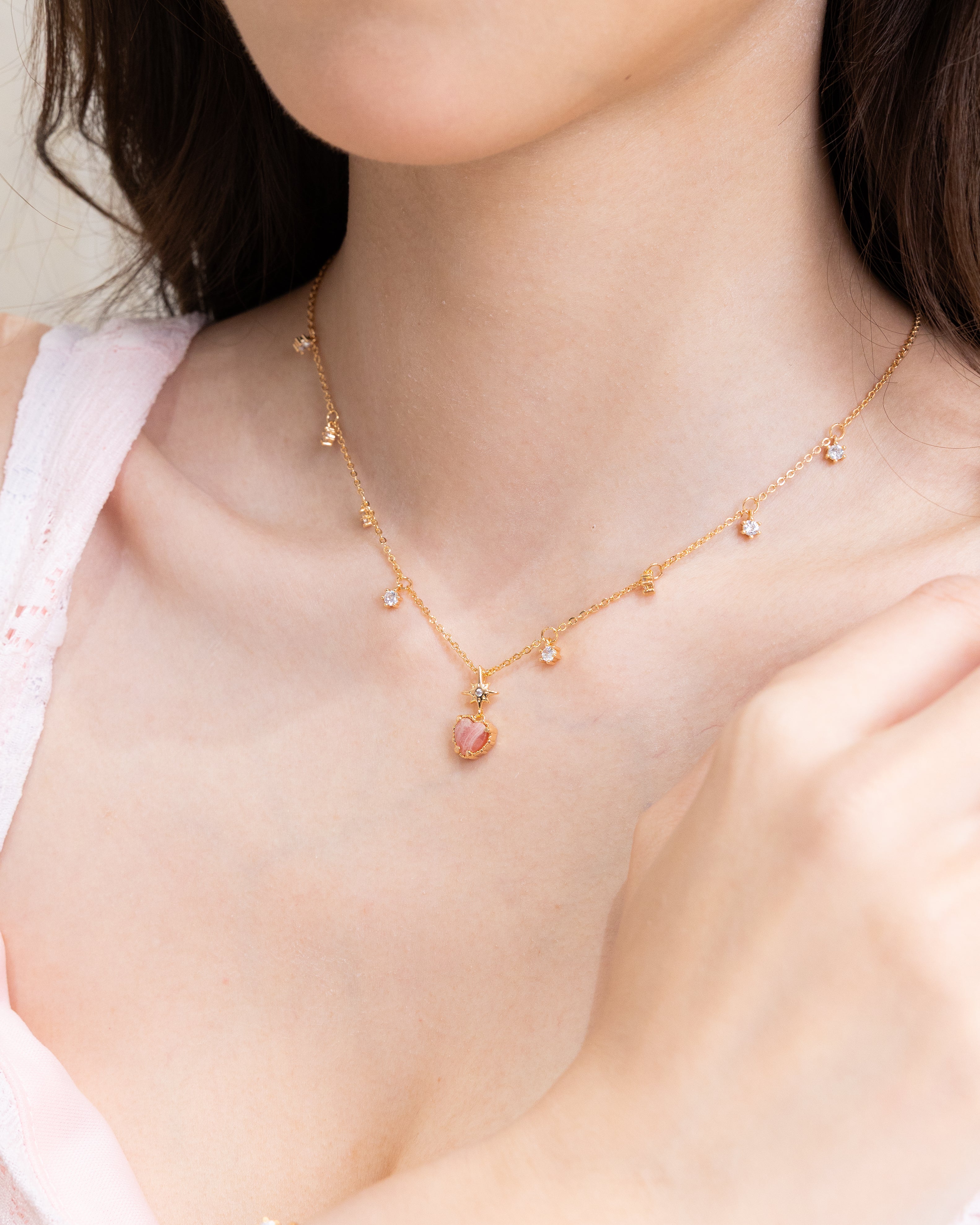 LOVE TWINKLE NECKLACE - RHODOCHROSITE