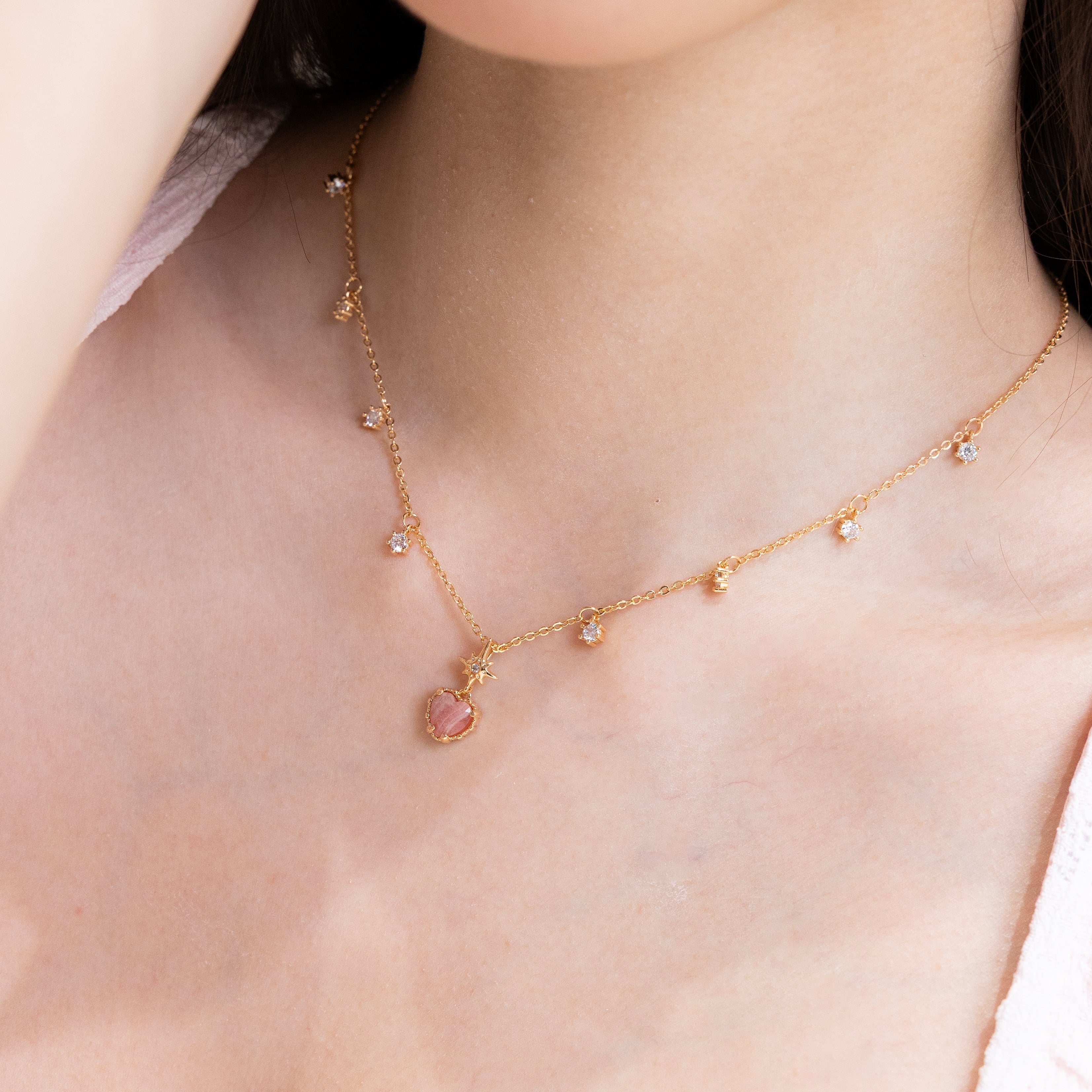 LOVE TWINKLE NECKLACE - RHODOCHROSITE
