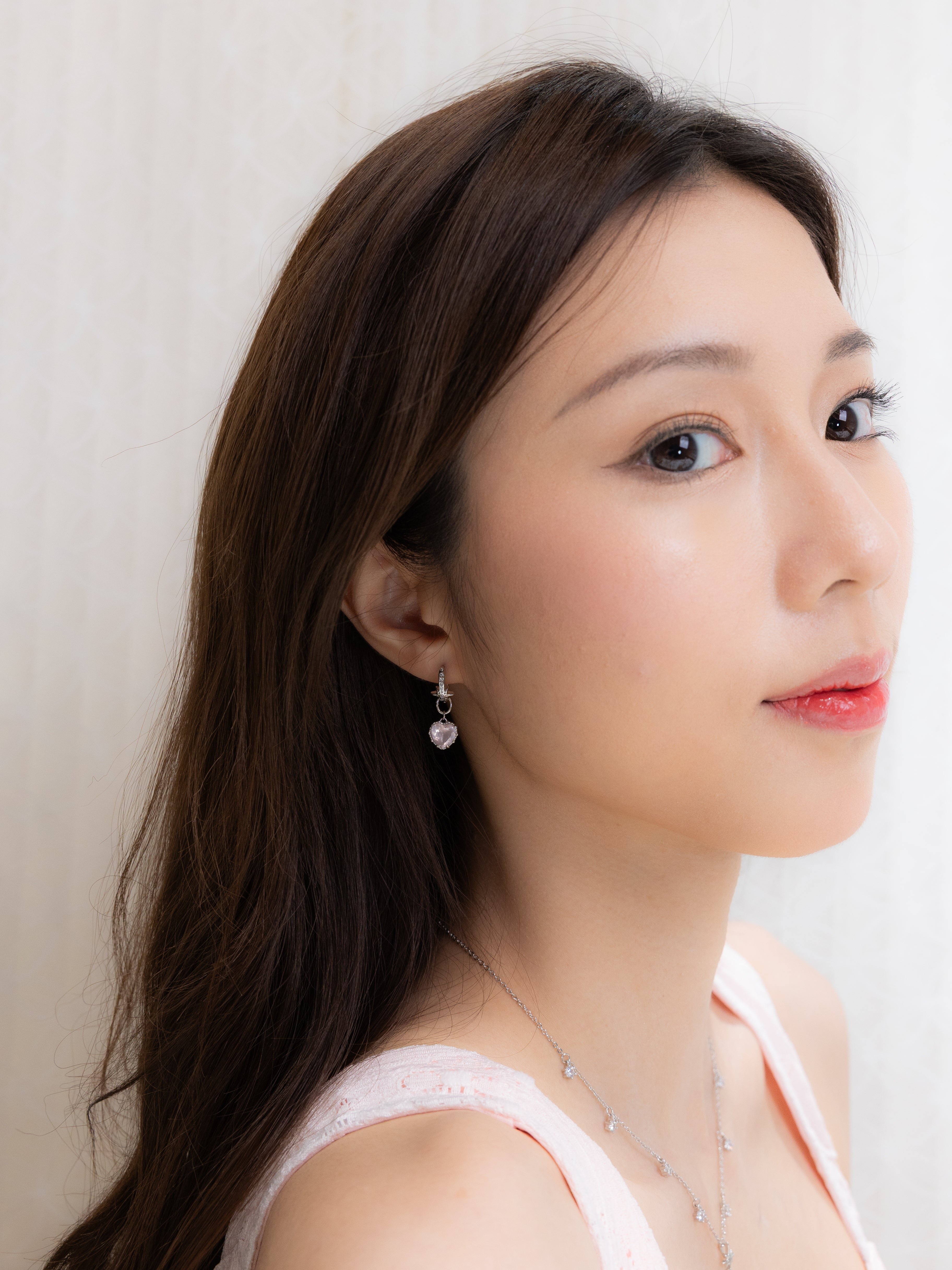 PINKY TWINKLE SILVER EARRINGS - ROSE QUARTZ