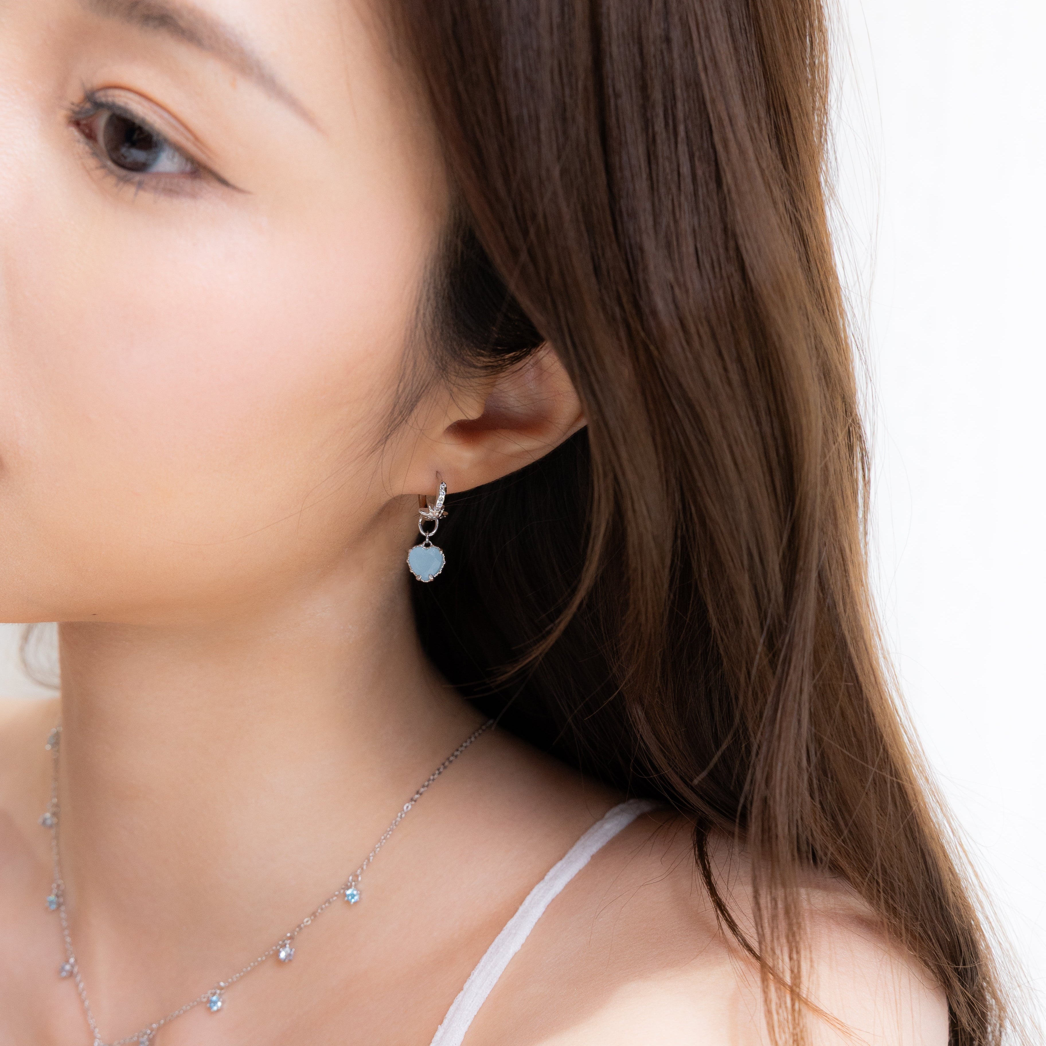 PINKY TWINKLE SILVER EARRINGS - AQUAMARINE