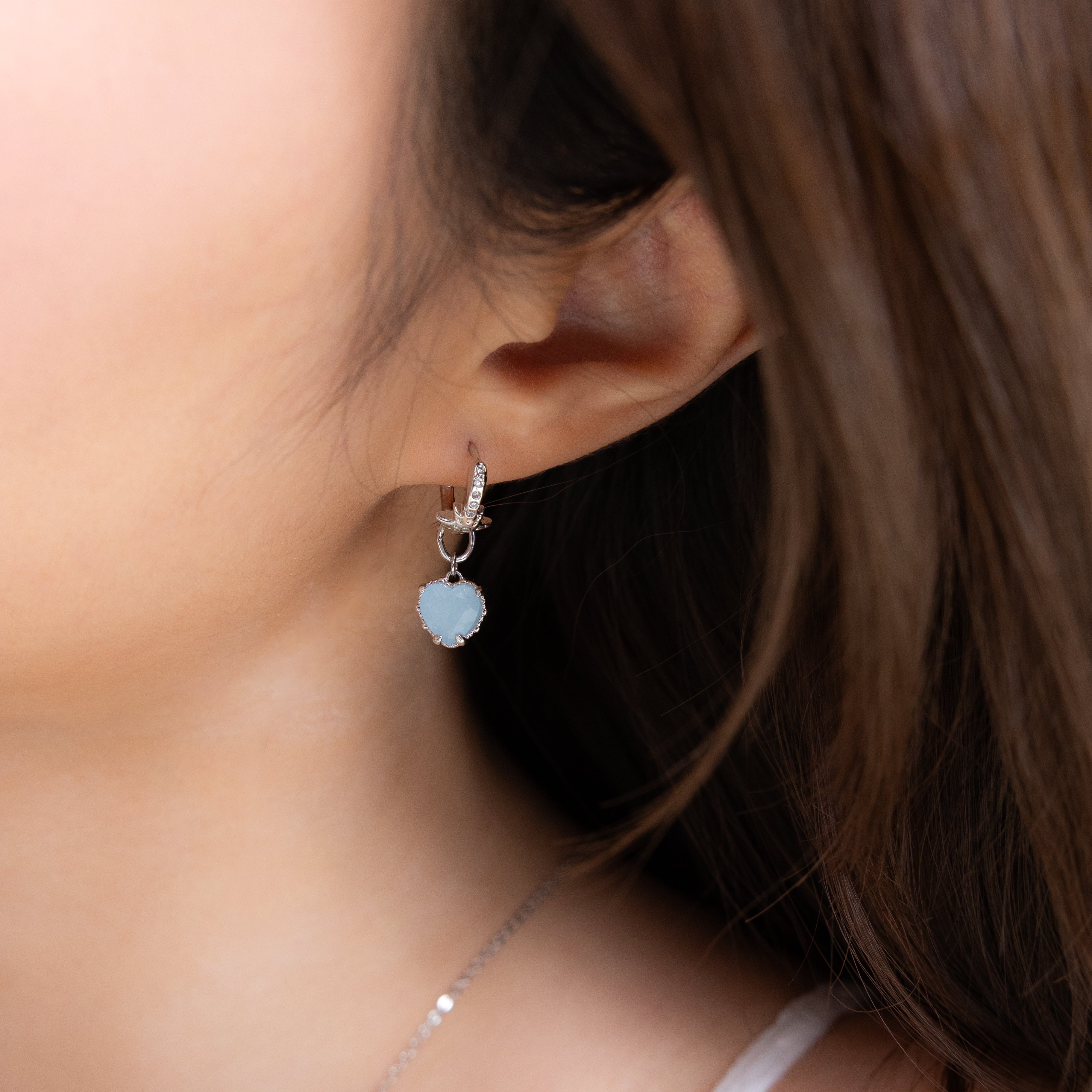 PINKY TWINKLE SILVER EARRINGS - AQUAMARINE